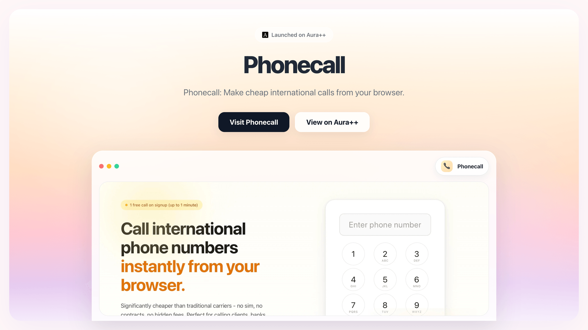 Phonecall launch story featured image on Aura++