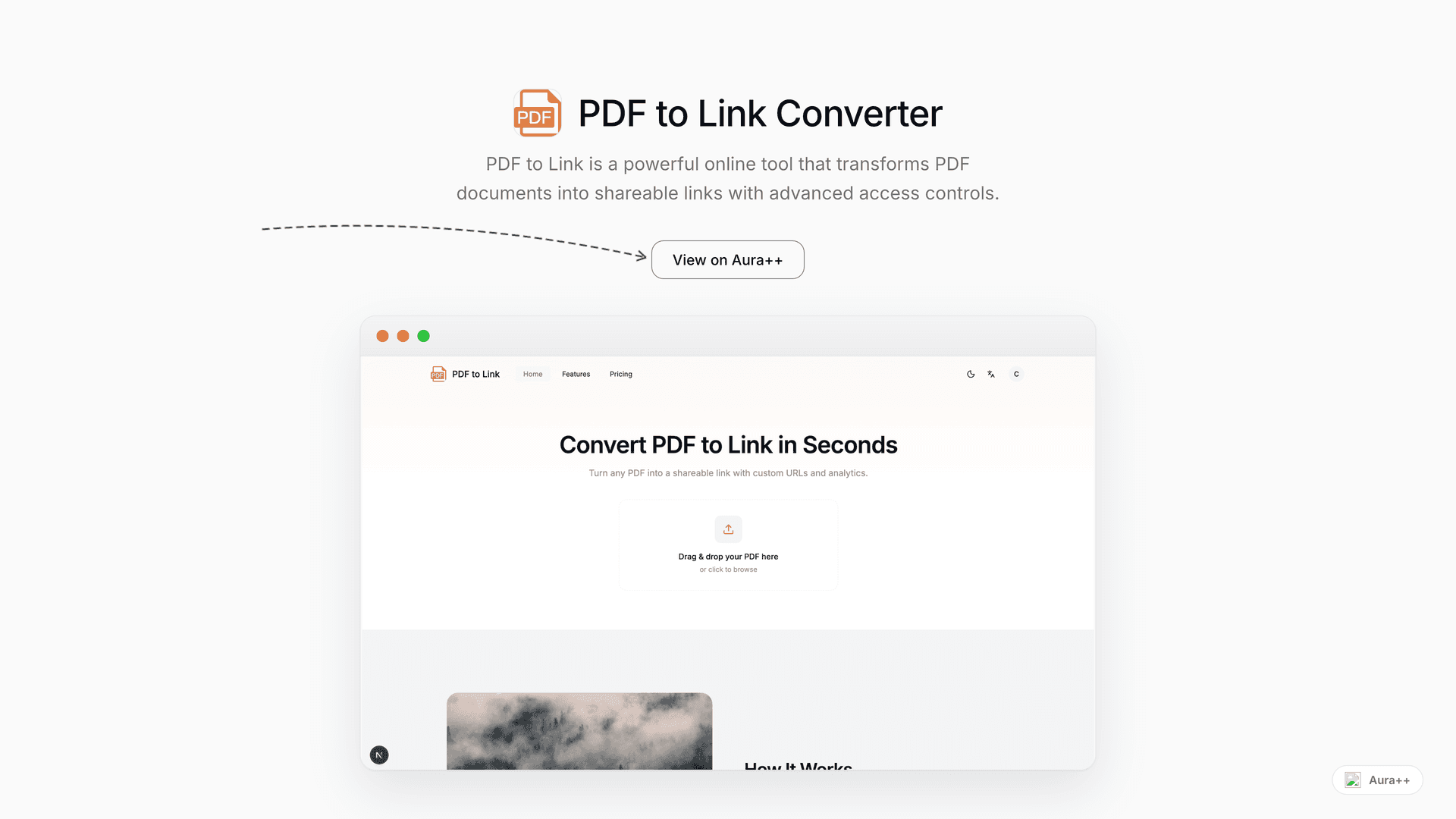 PDF to Link Converter launch featured image on Aura++