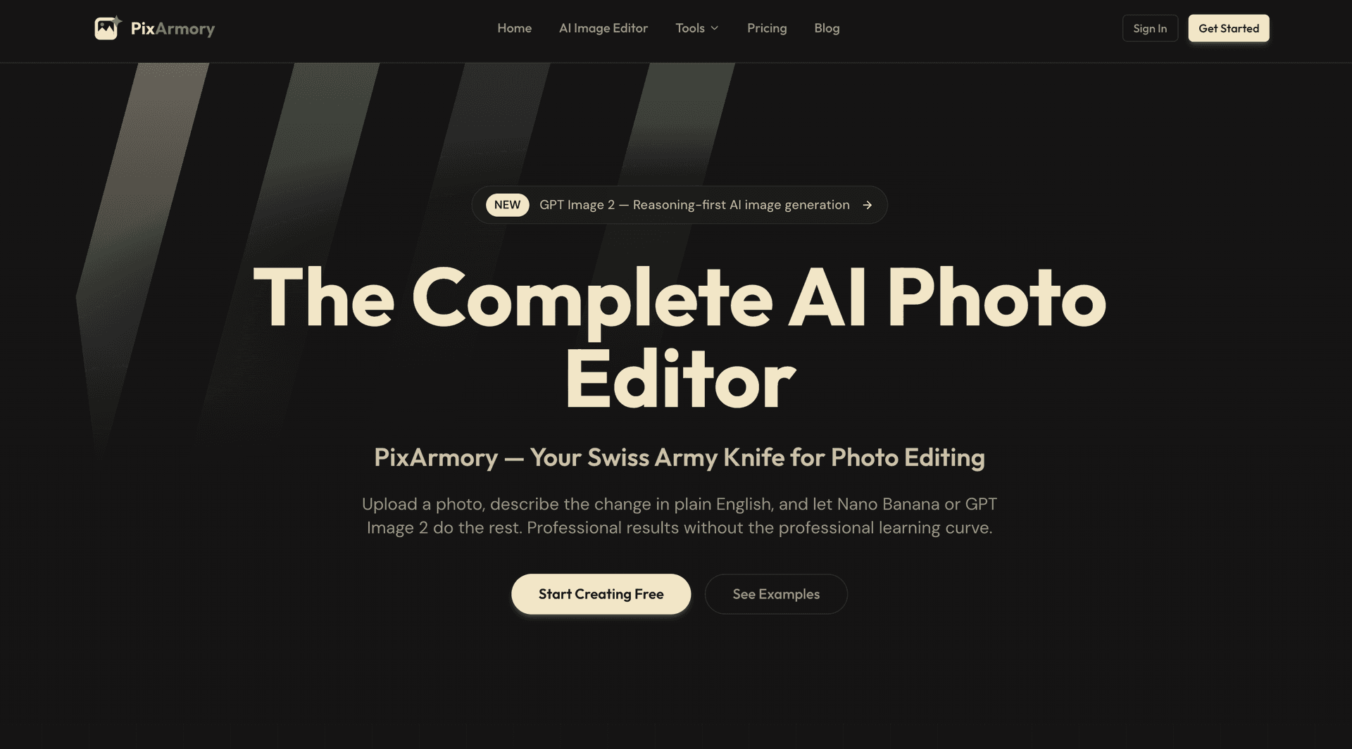 PixArmory AI Photo Editor product preview for startup listing on Aura++