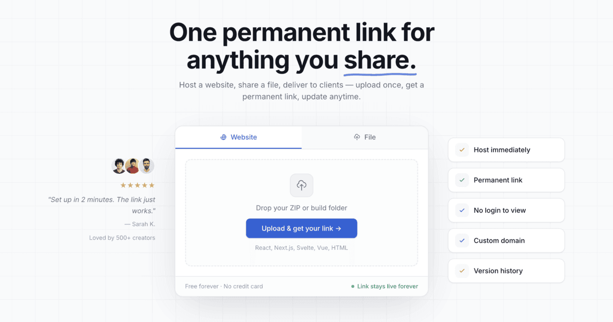 Clowd: Permanent Link Hosting Platform