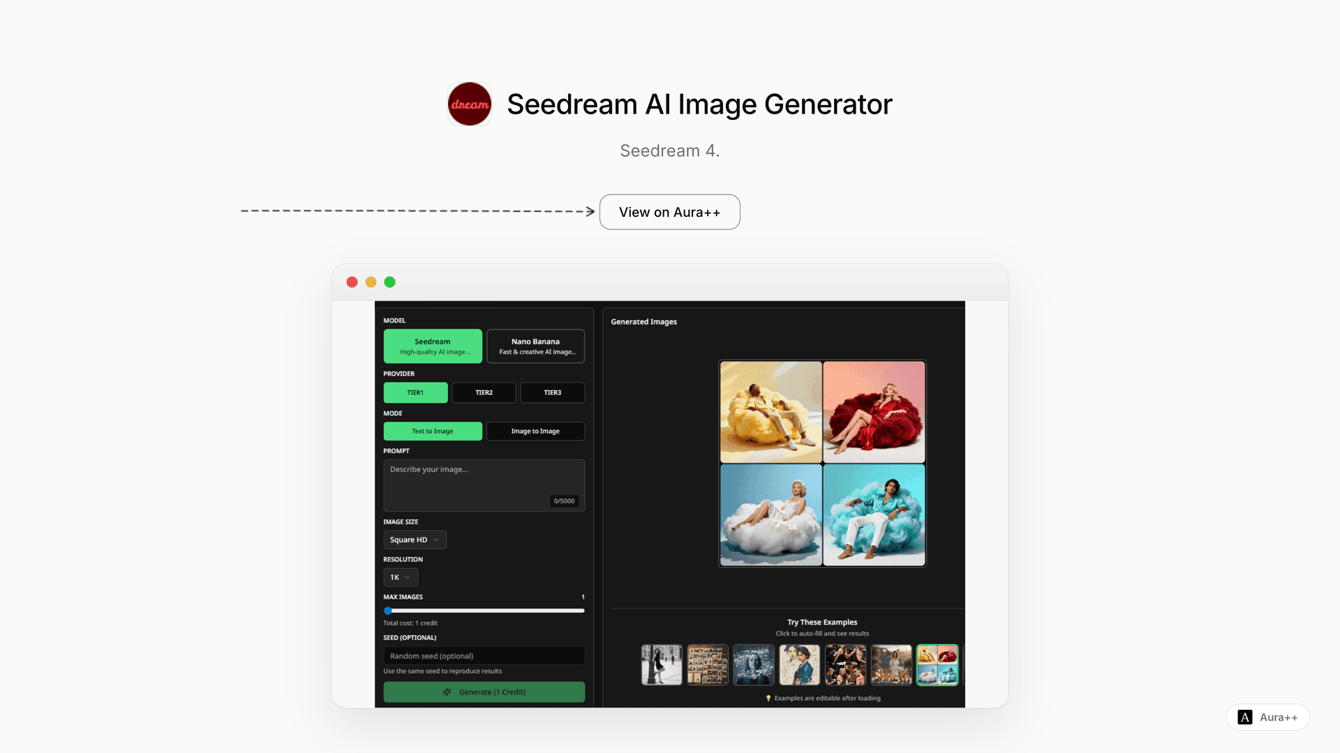 Seedream AI Image Generator launch story featured image on Aura++