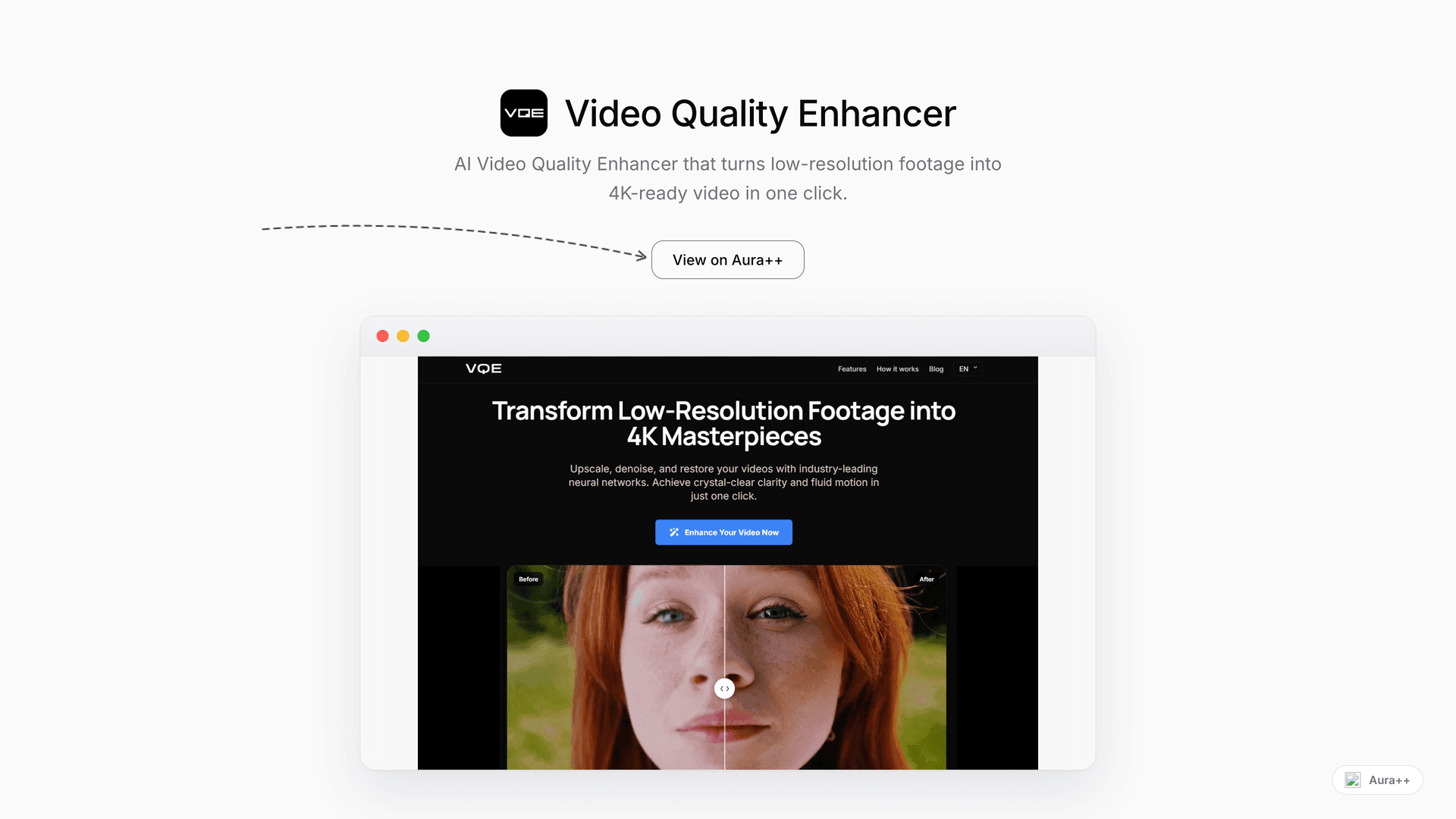 Video Quality Enhancer launch story featured image on Aura++