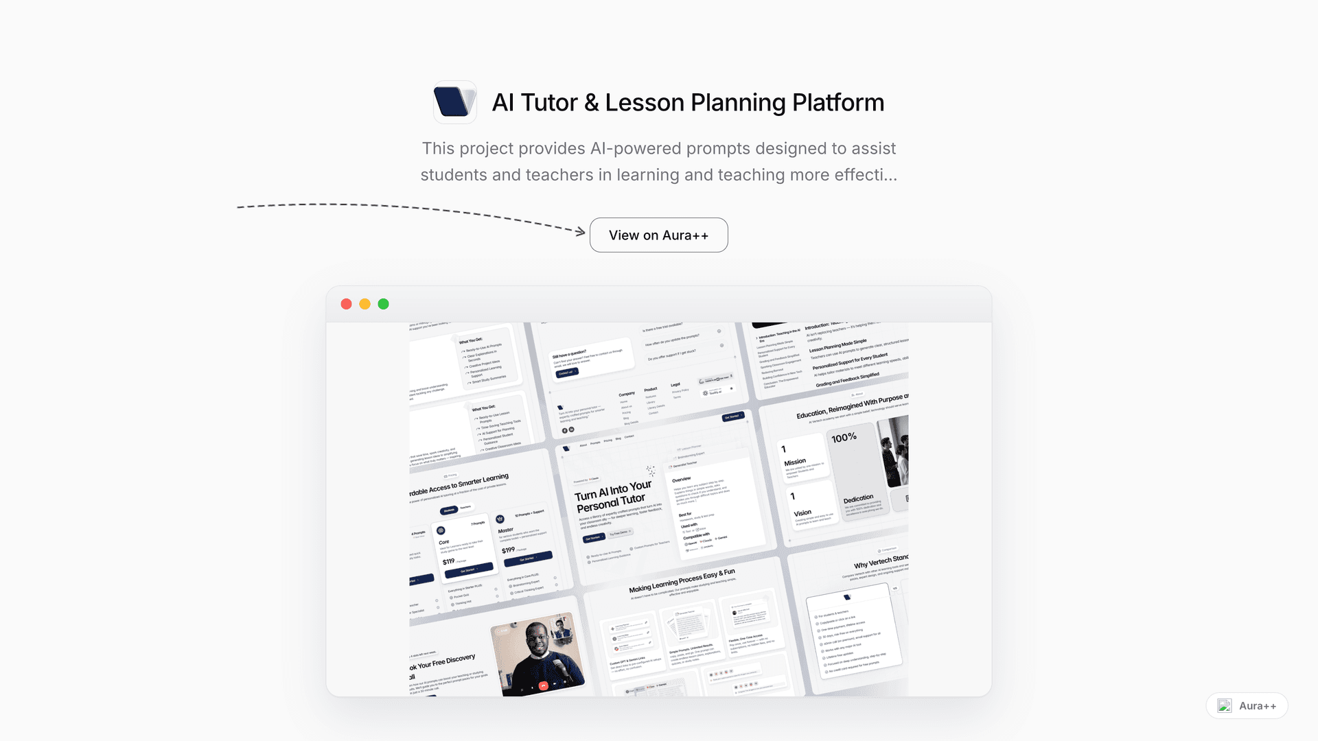 AI Tutor & Lesson Planning Platform launch featured image on Aura++