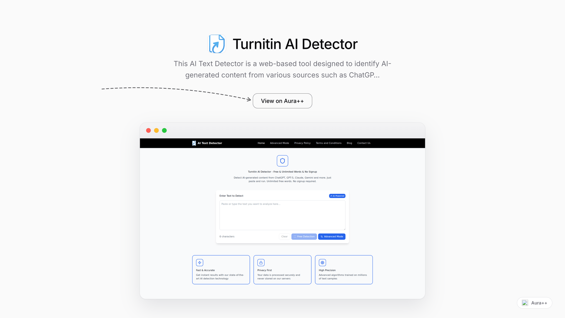 Turnitin AI Detector launch story featured image on Aura++