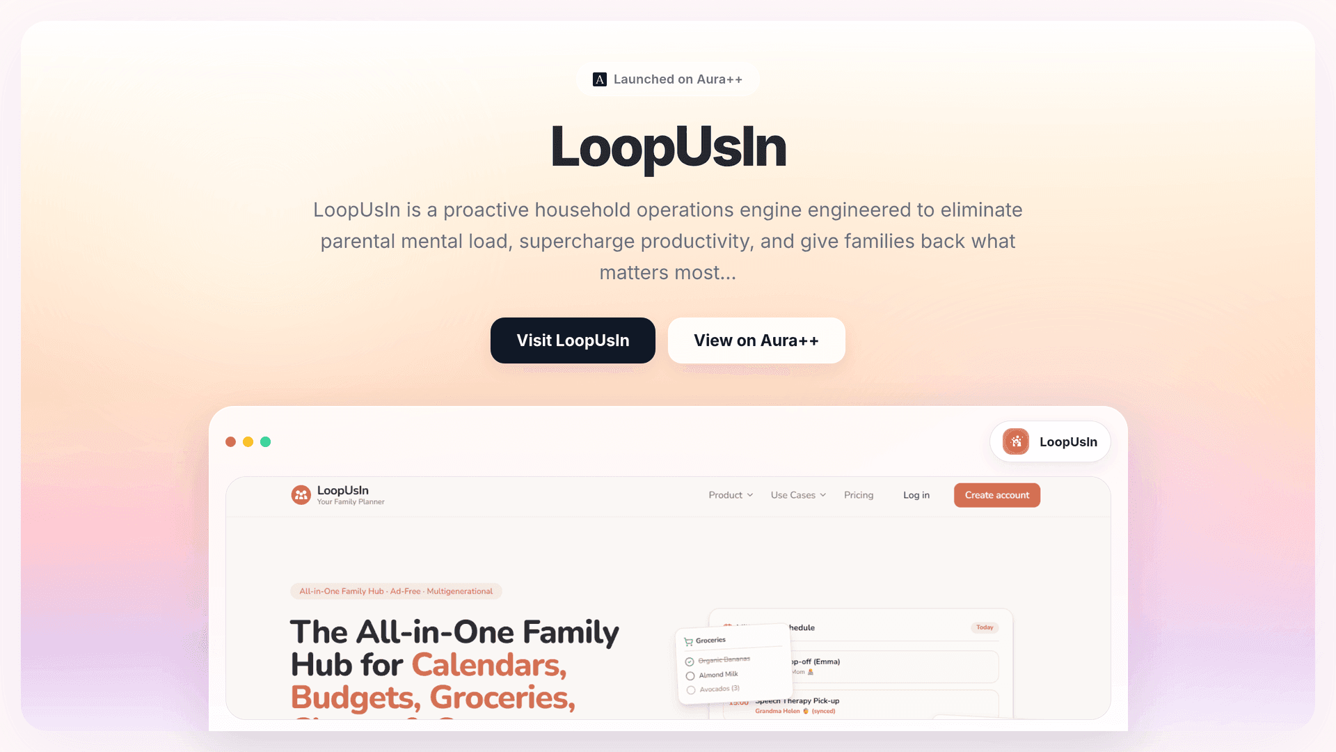 LoopUsIn launch story featured image on Aura++