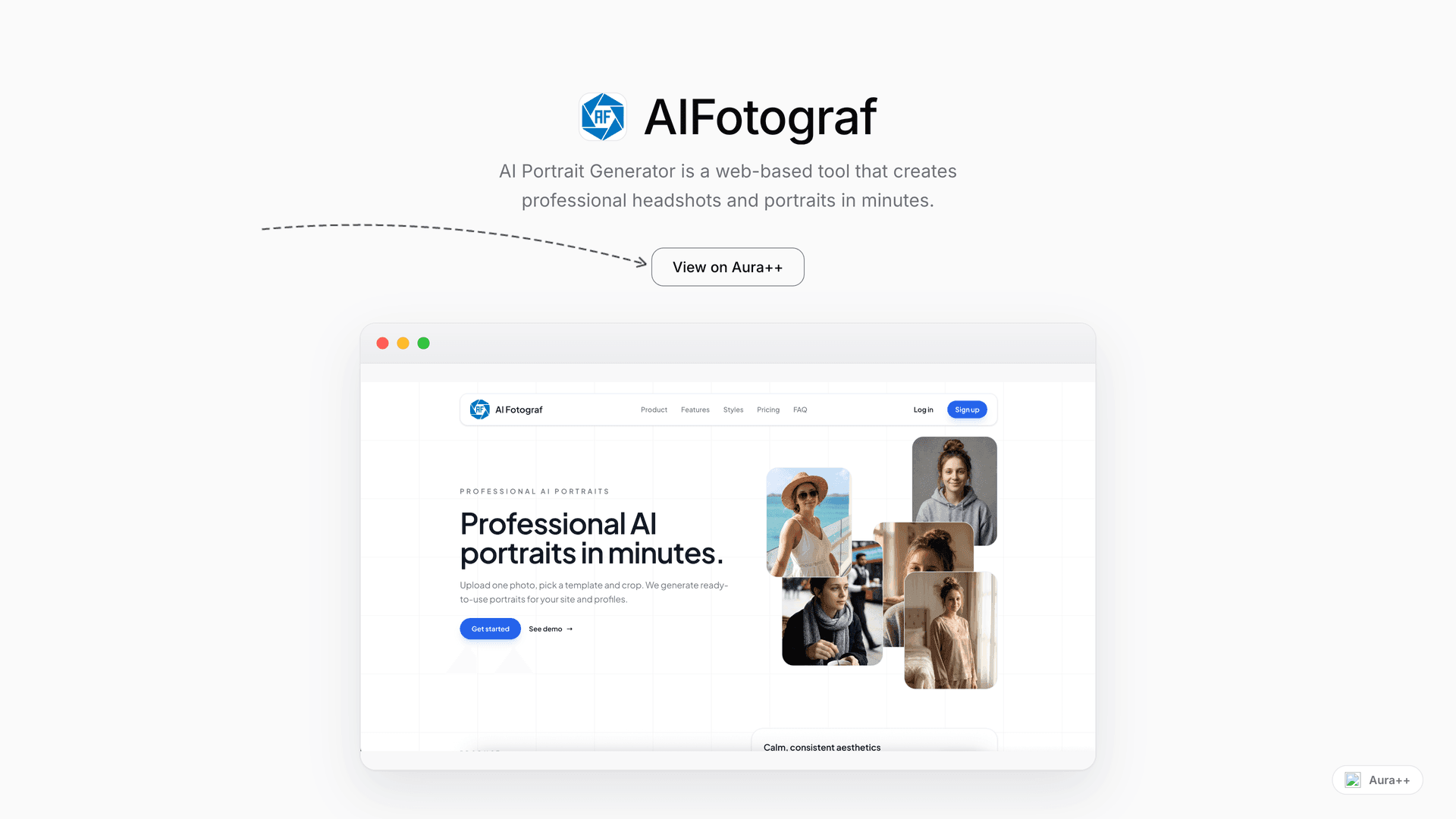 AIFotograf launch story featured image on Aura++