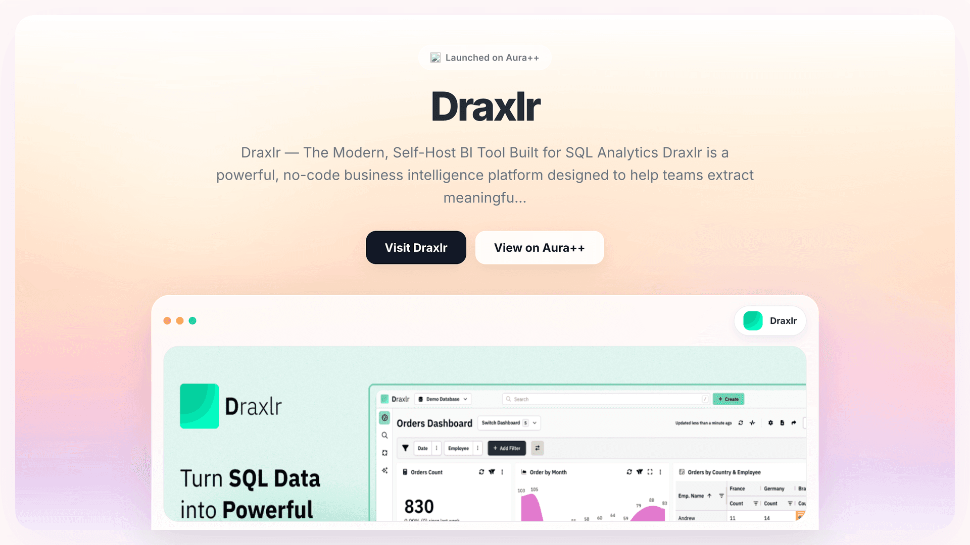 Draxlr launch story featured image on Aura++