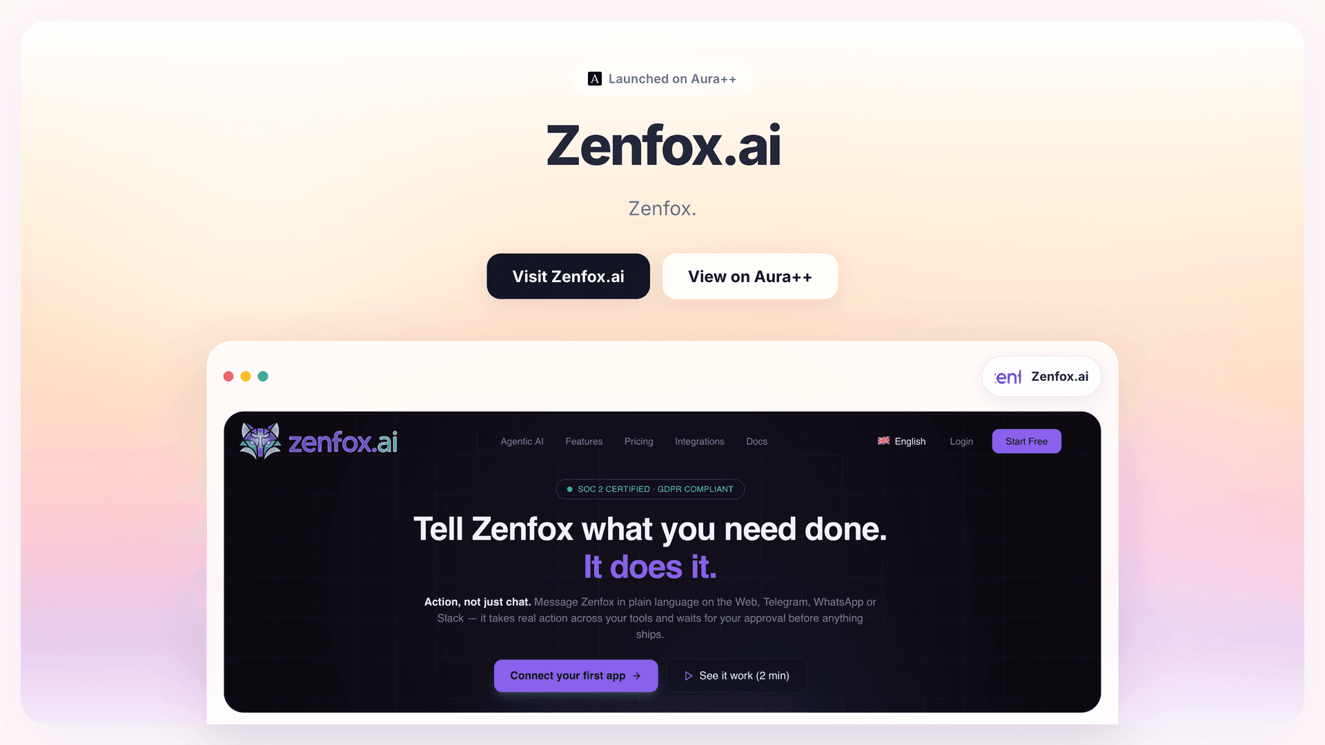 Zenfox.ai launch story featured image on Aura++