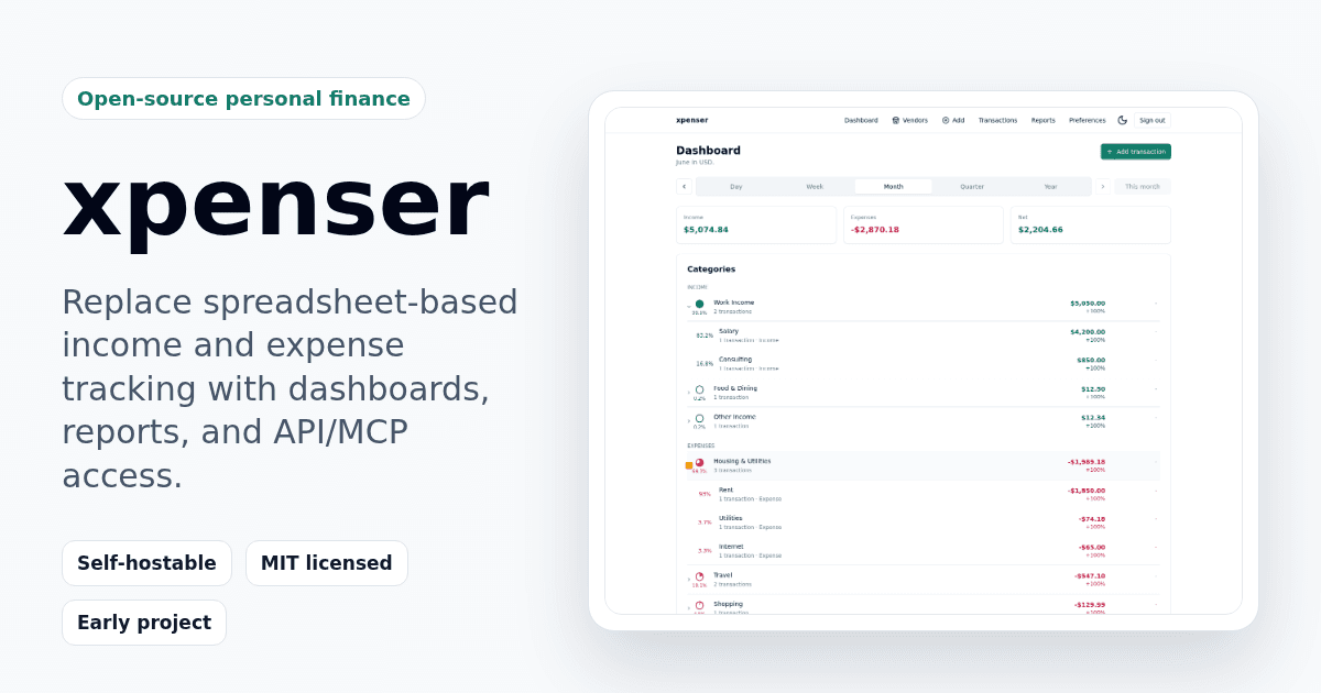 Xpenser: Self-Hosted Personal Finance Tracker