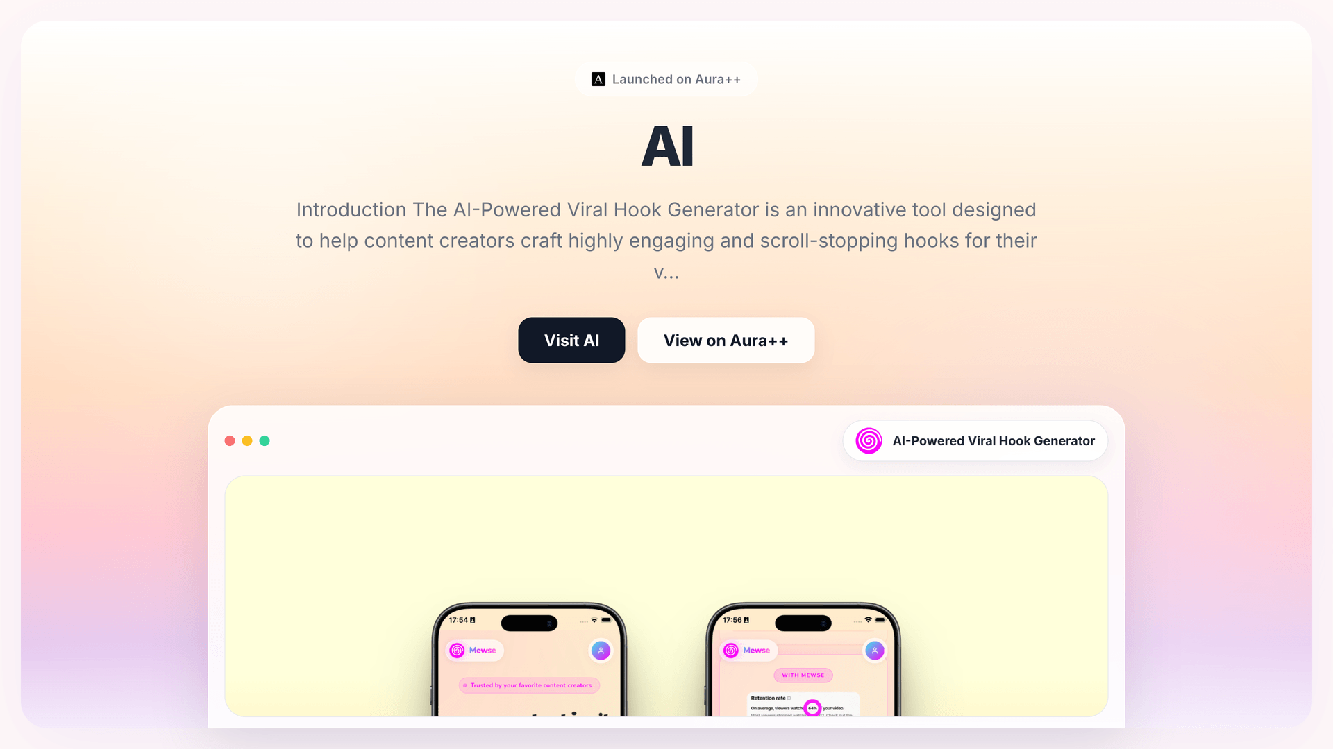 AI-Powered Viral Hook Generator launch story featured image on Aura++