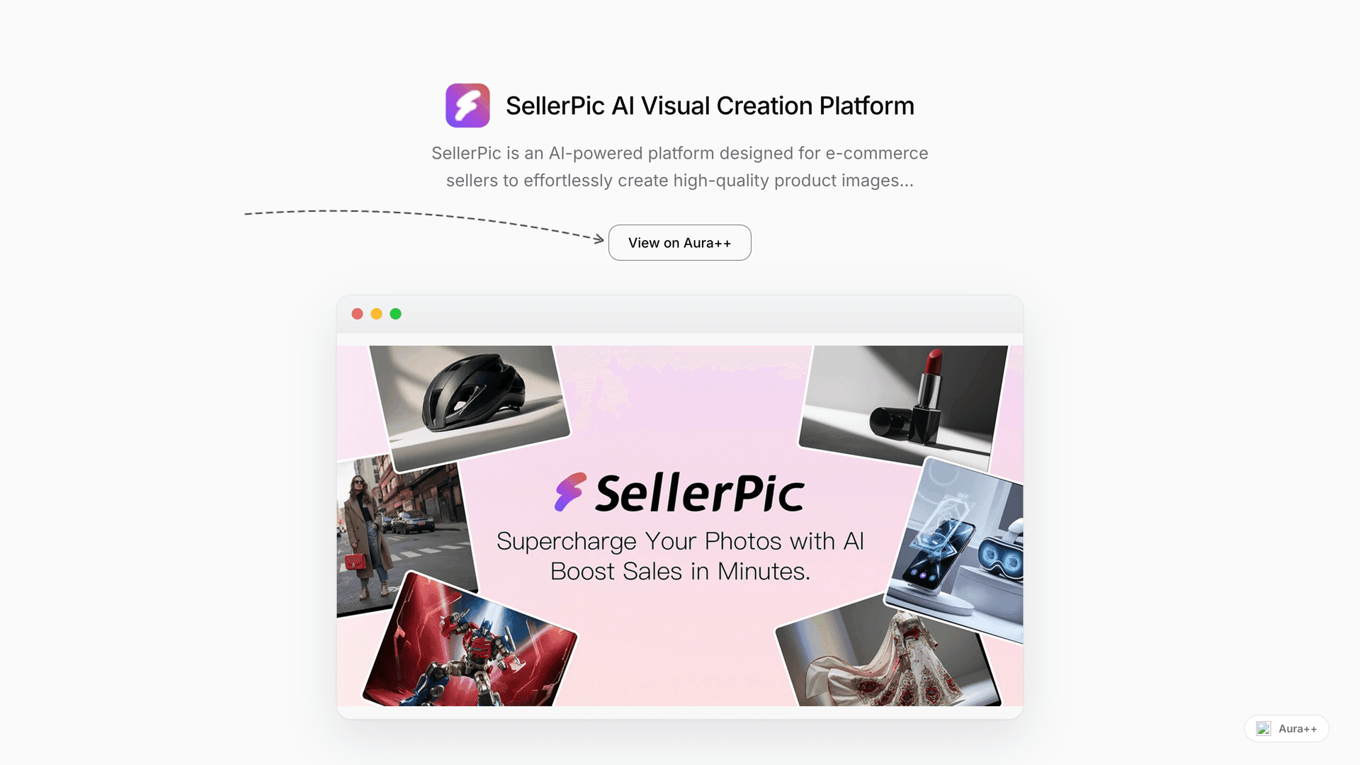 SellerPic AI Visual Creation Platform launch featured image on Aura++