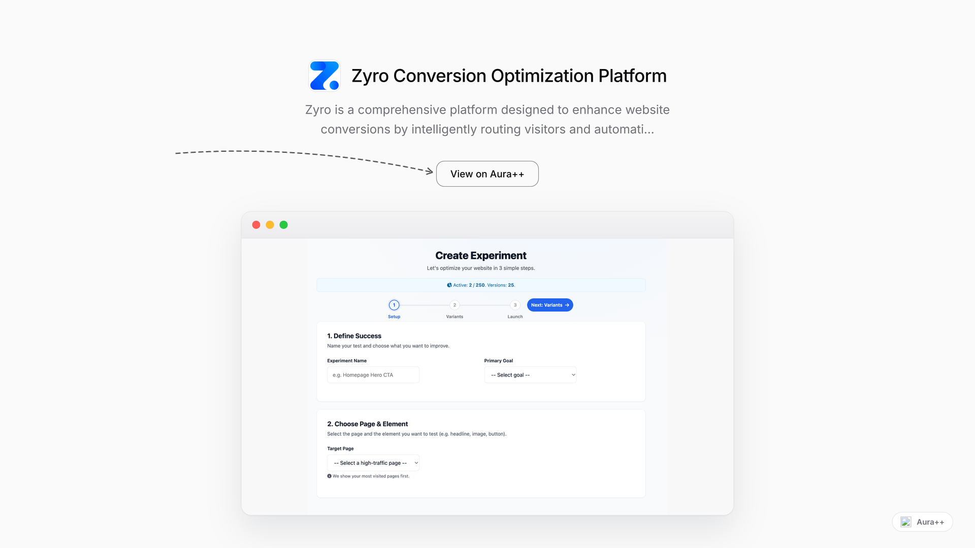 Zyro Conversion Optimization Platform launch story featured image on Aura++