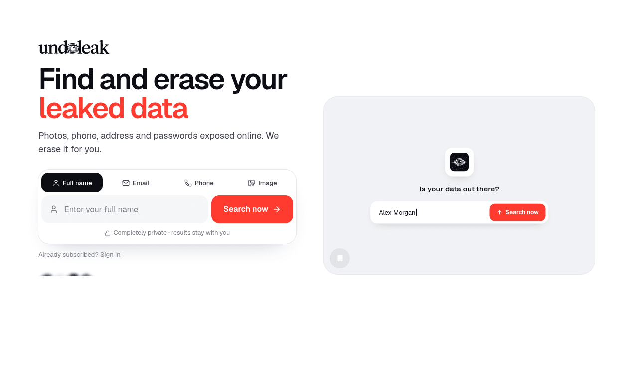 UndoLeak product preview for startup listing on Aura++