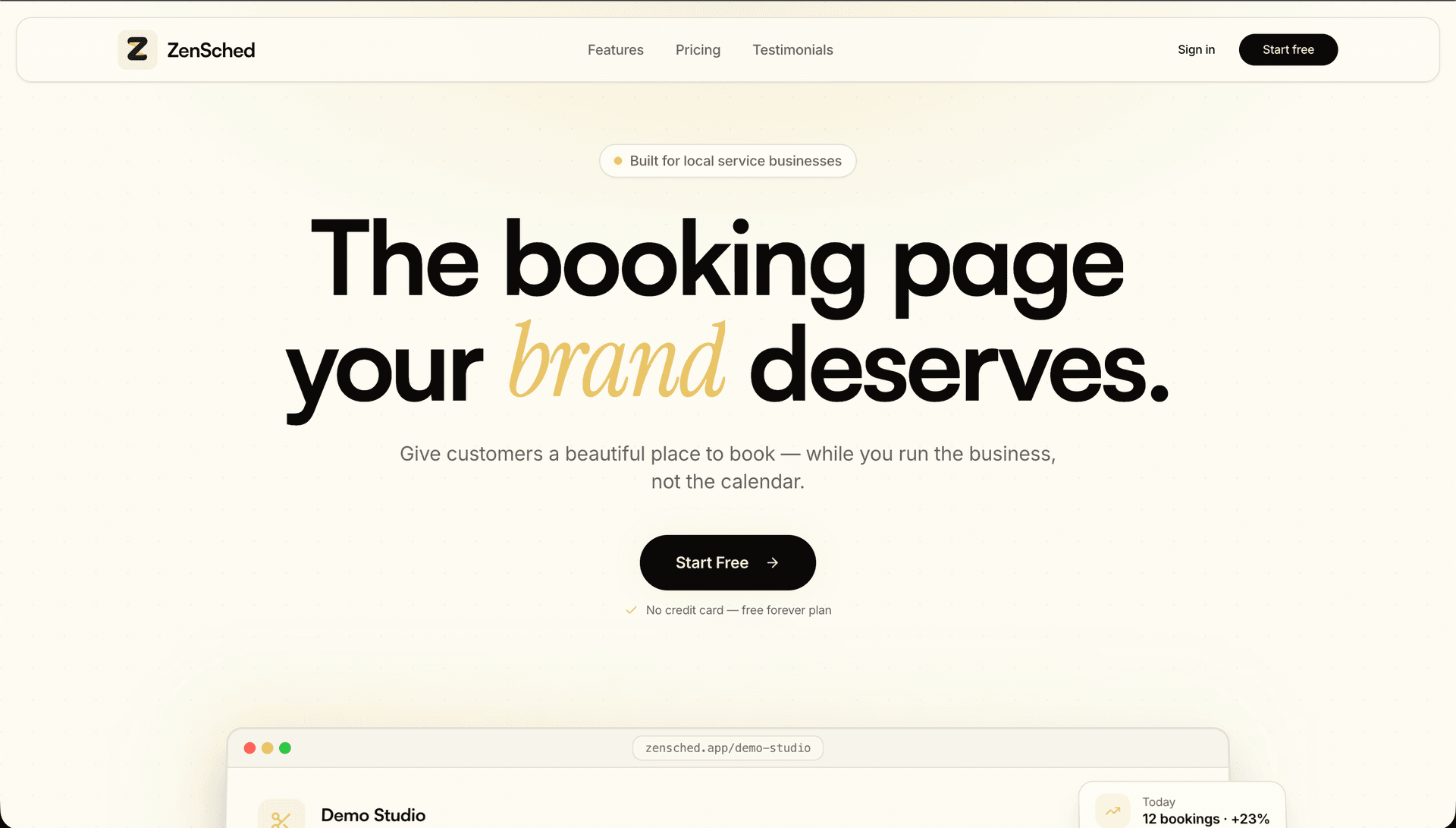 ZenSched Booking Management Platform product preview for startup listing on Aura++