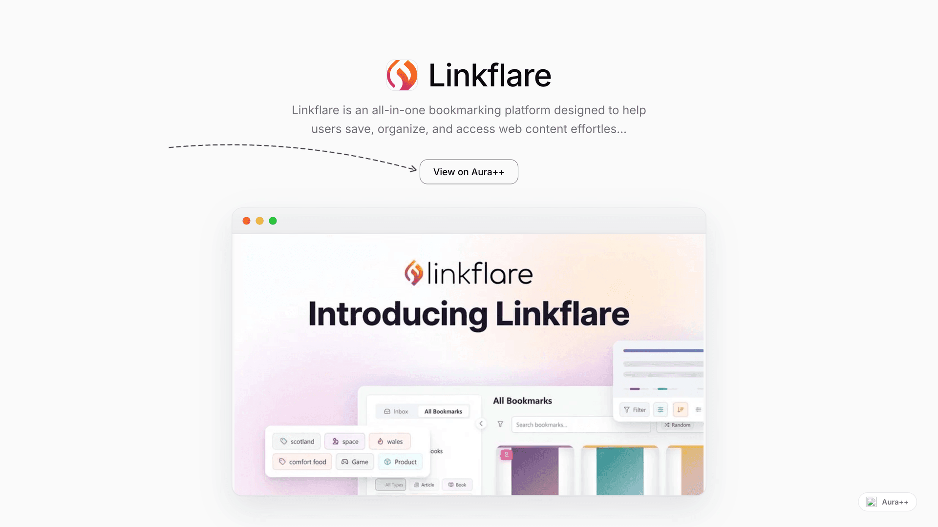 Linkflare: Smart Bookmark Organizer launch story featured image on Aura++