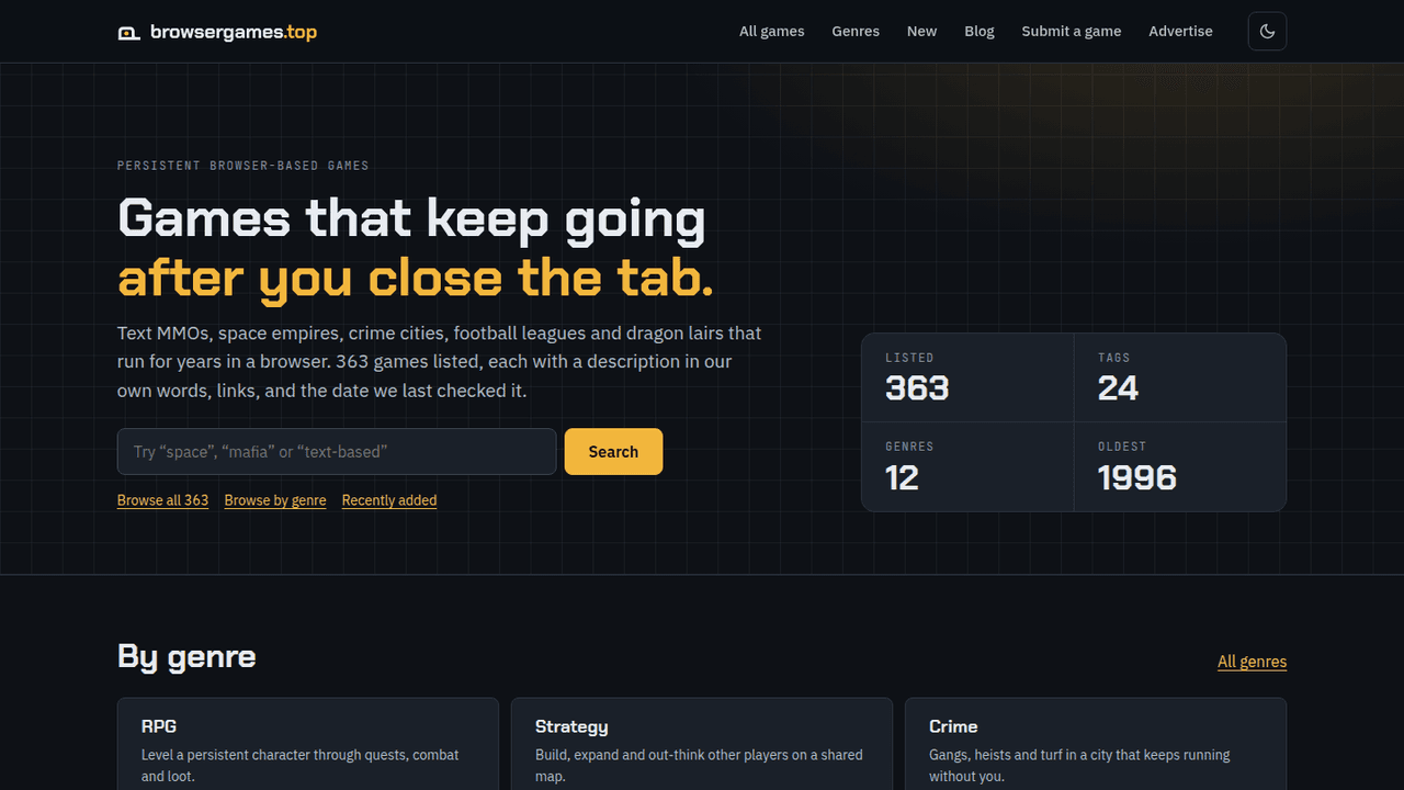 browsergames.top product preview for startup listing on Aura++