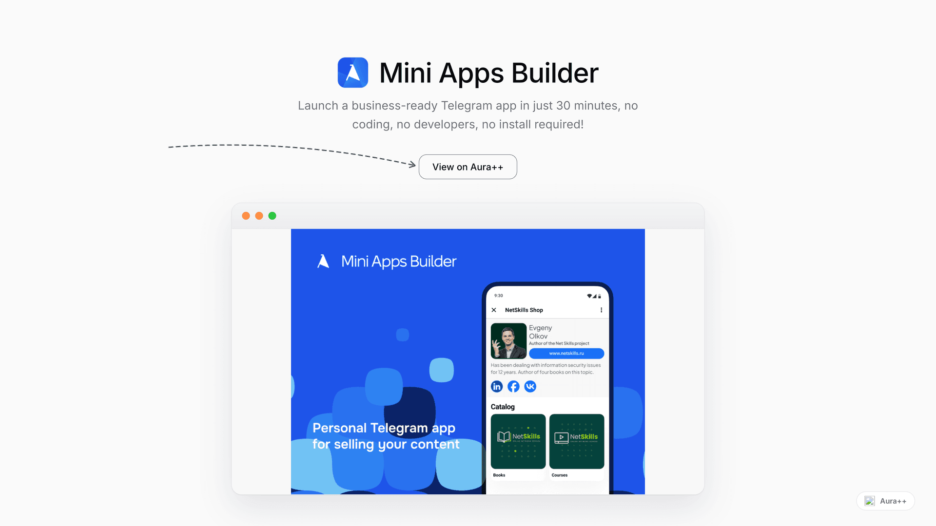 Mini Apps Builder launch featured image on Aura++