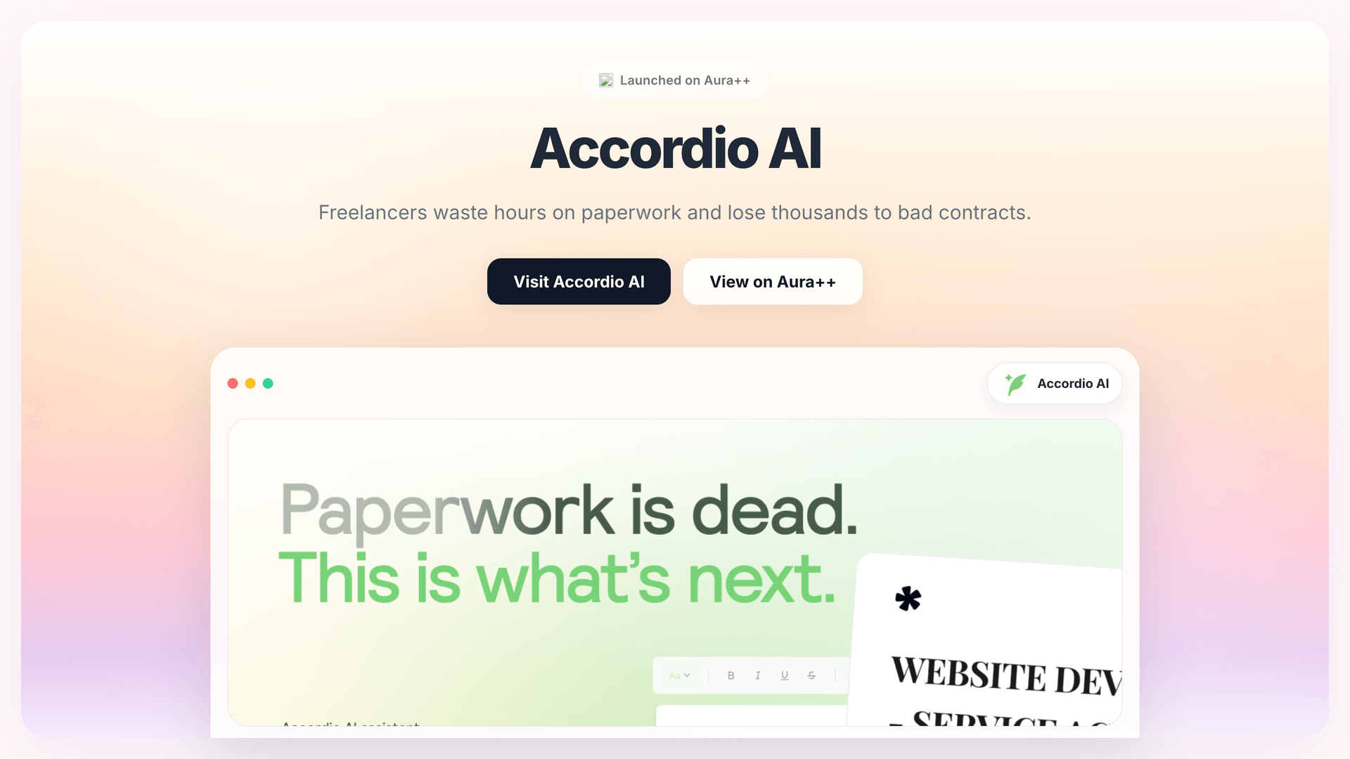 Accordio AI launch story featured image on Aura++