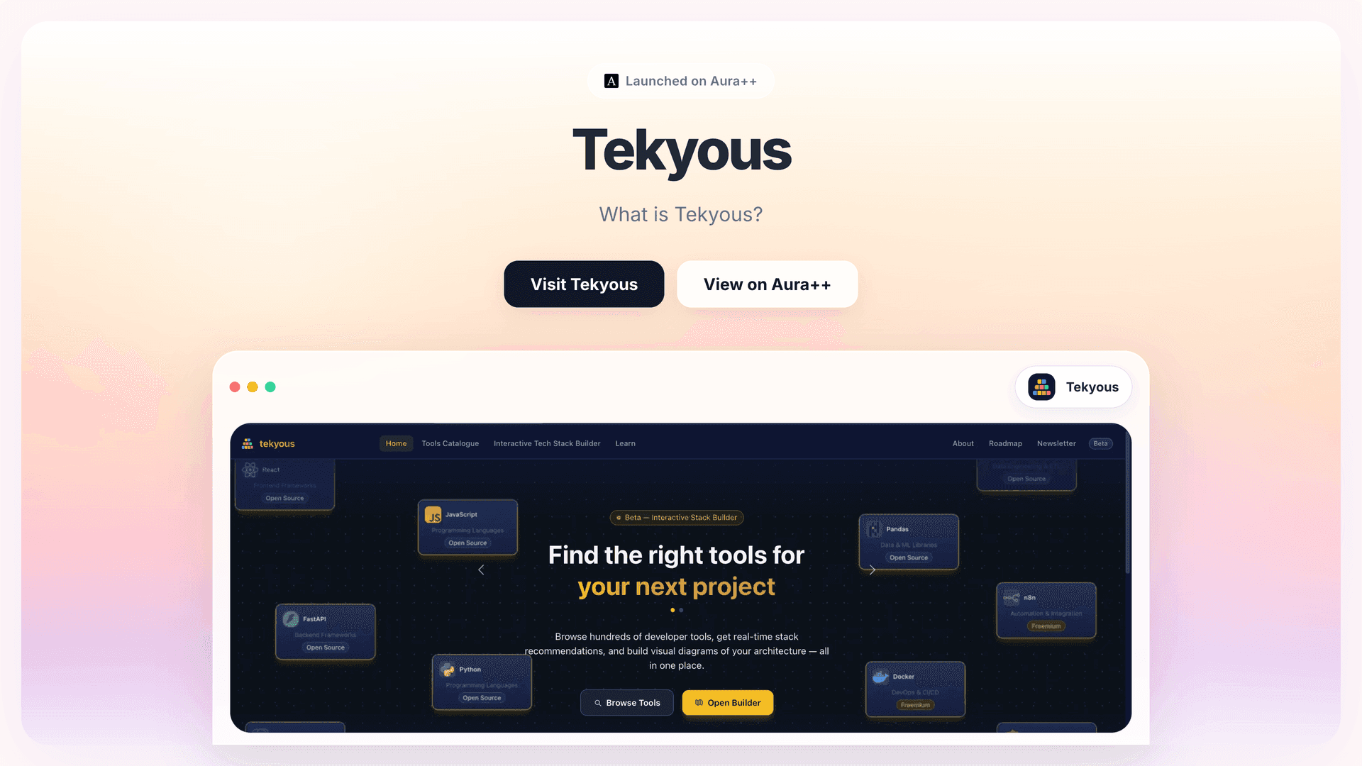 Tekyous launch story featured image on Aura++