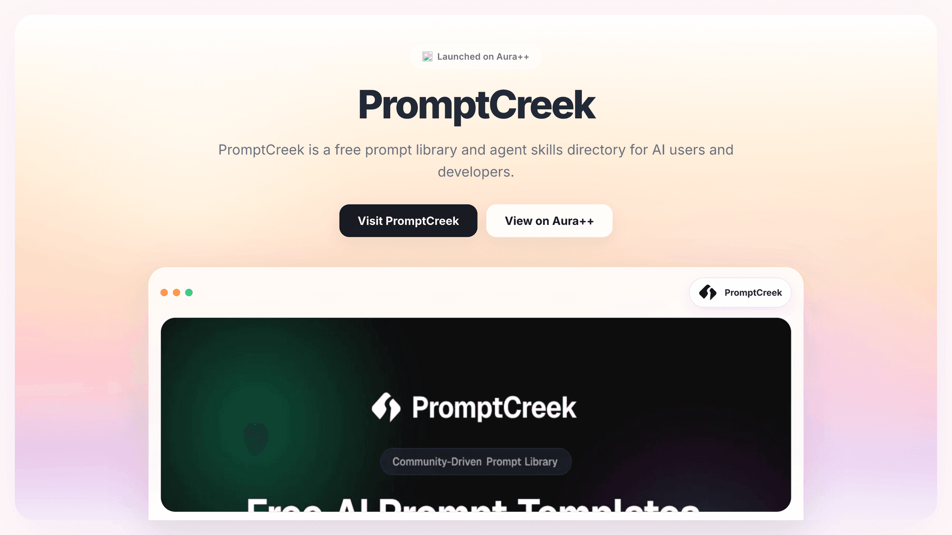PromptCreek launch story featured image on Aura++
