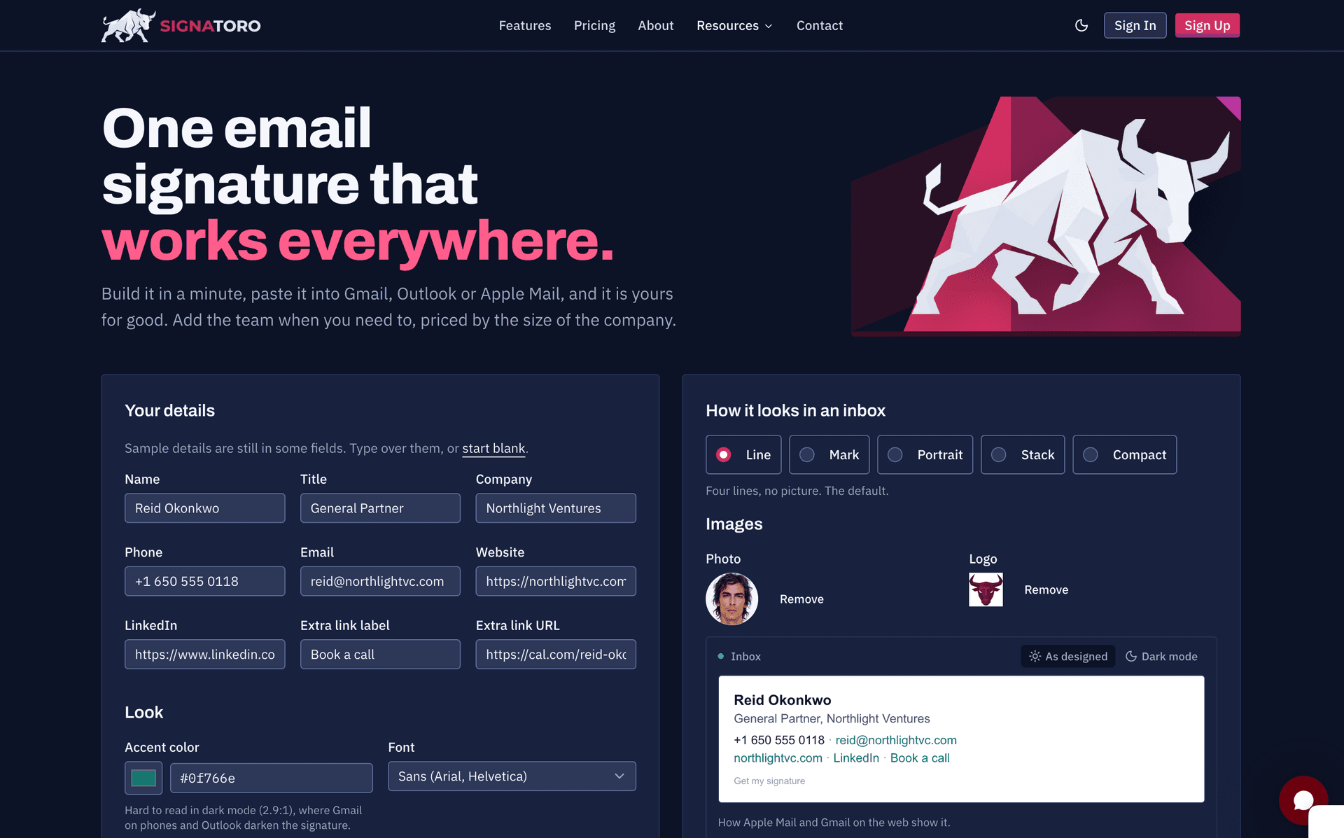 Signatoro product preview for startup listing on Aura++