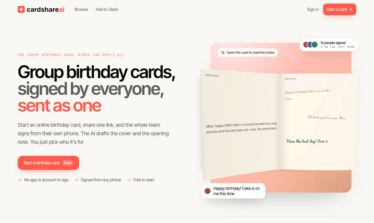 CardShare AI product preview for startup listing on Aura++
