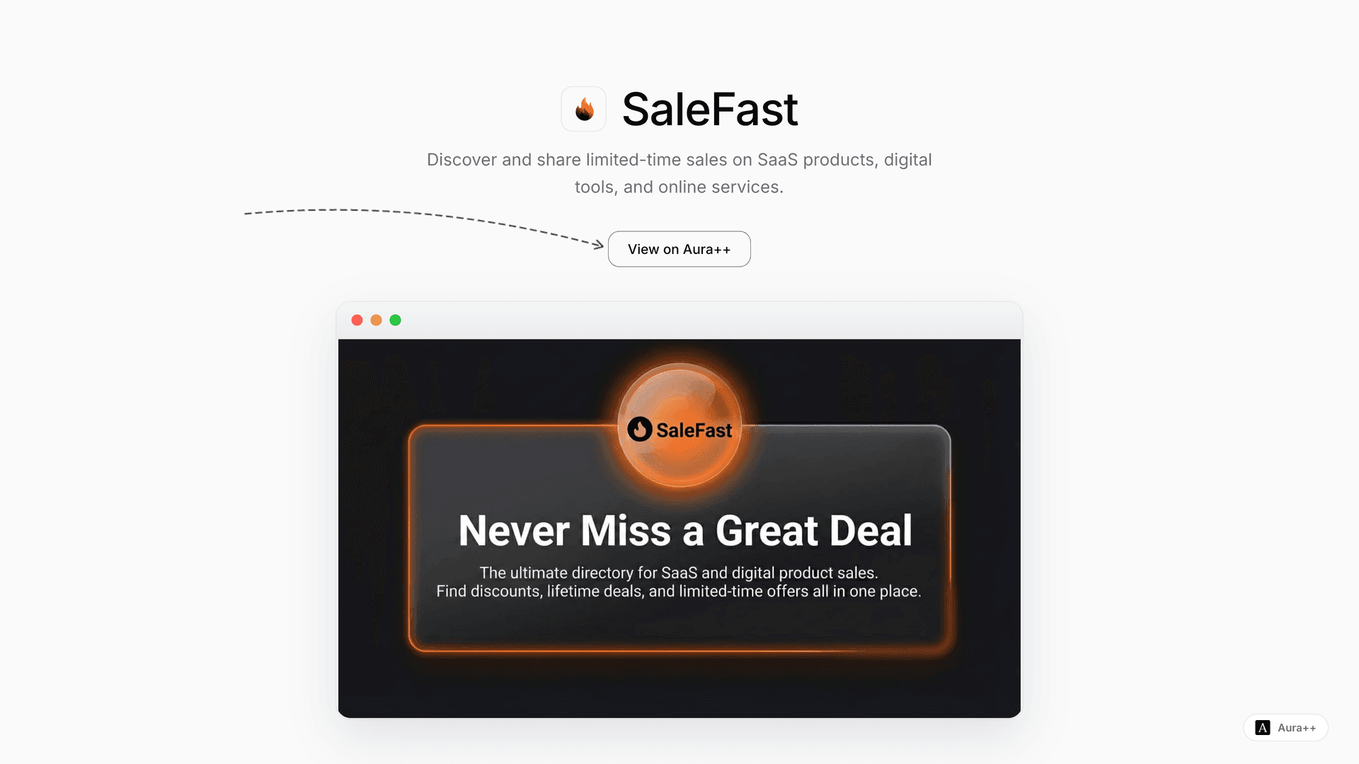SaleFast launch featured image on Aura++