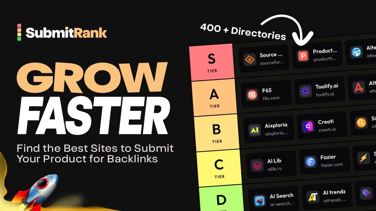 SubmitRank product preview for startup listing on Aura++
