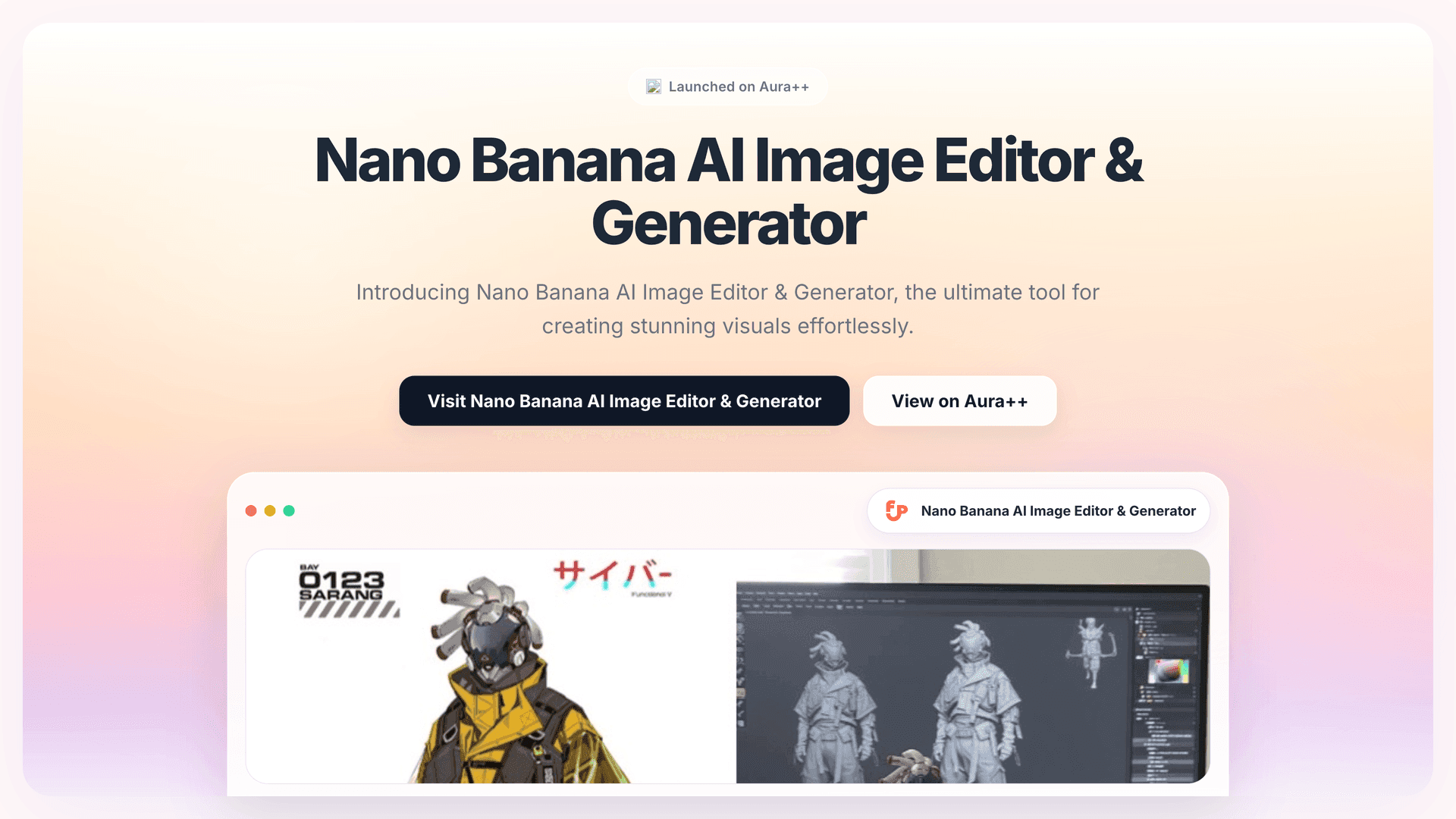 Nano Banana AI Image Editor & Generator launch story featured image on Aura++