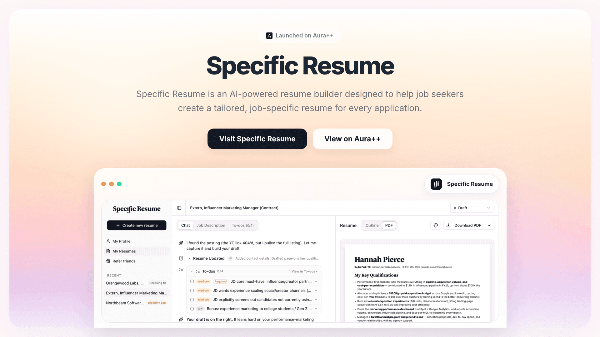 Tailor Resumes Effortlessly with AI-Powered Specific Resume