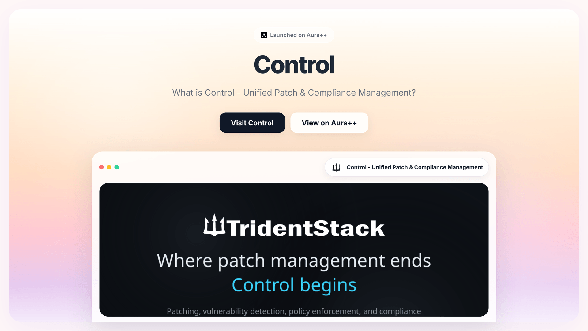Control - Unified Patch & Compliance Management launch featured image on Aura++