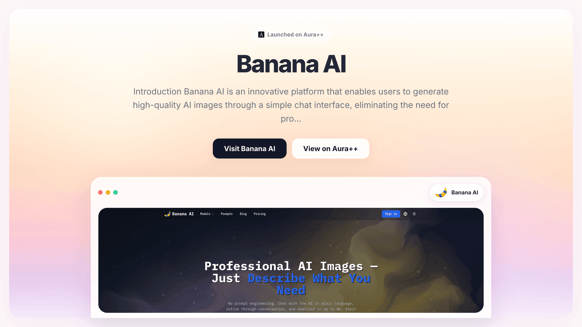 Banana AI launch story featured image on Aura++