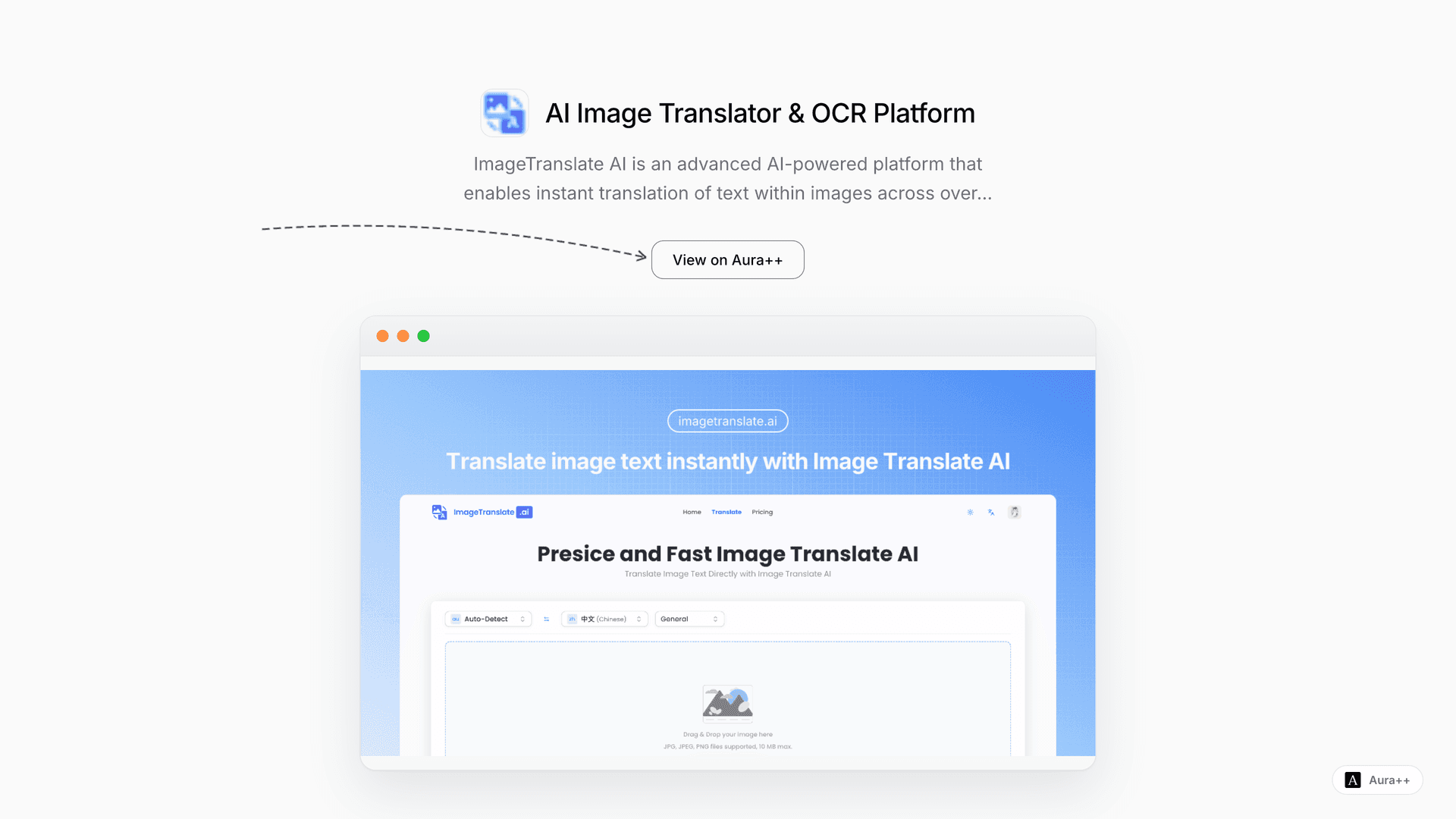 AI Image Translator & OCR Platform launch featured image on Aura++