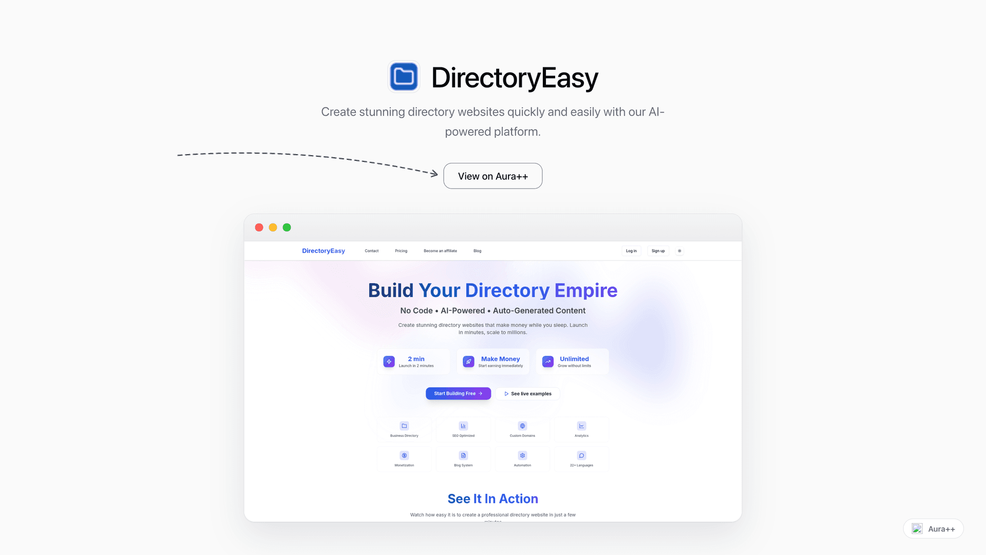 DirectoryEasy launch story featured image on Aura++