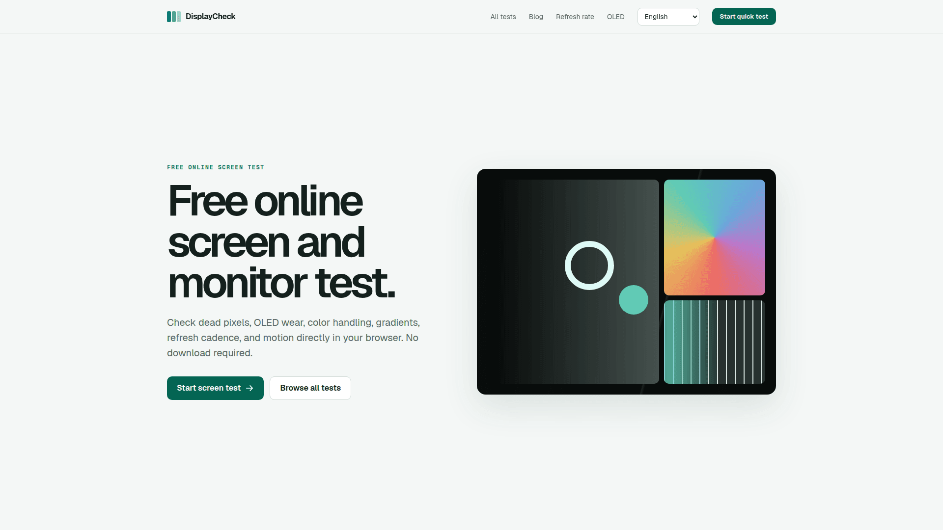 DisplayCheck Browser Monitor Tests product preview for startup listing on Aura++