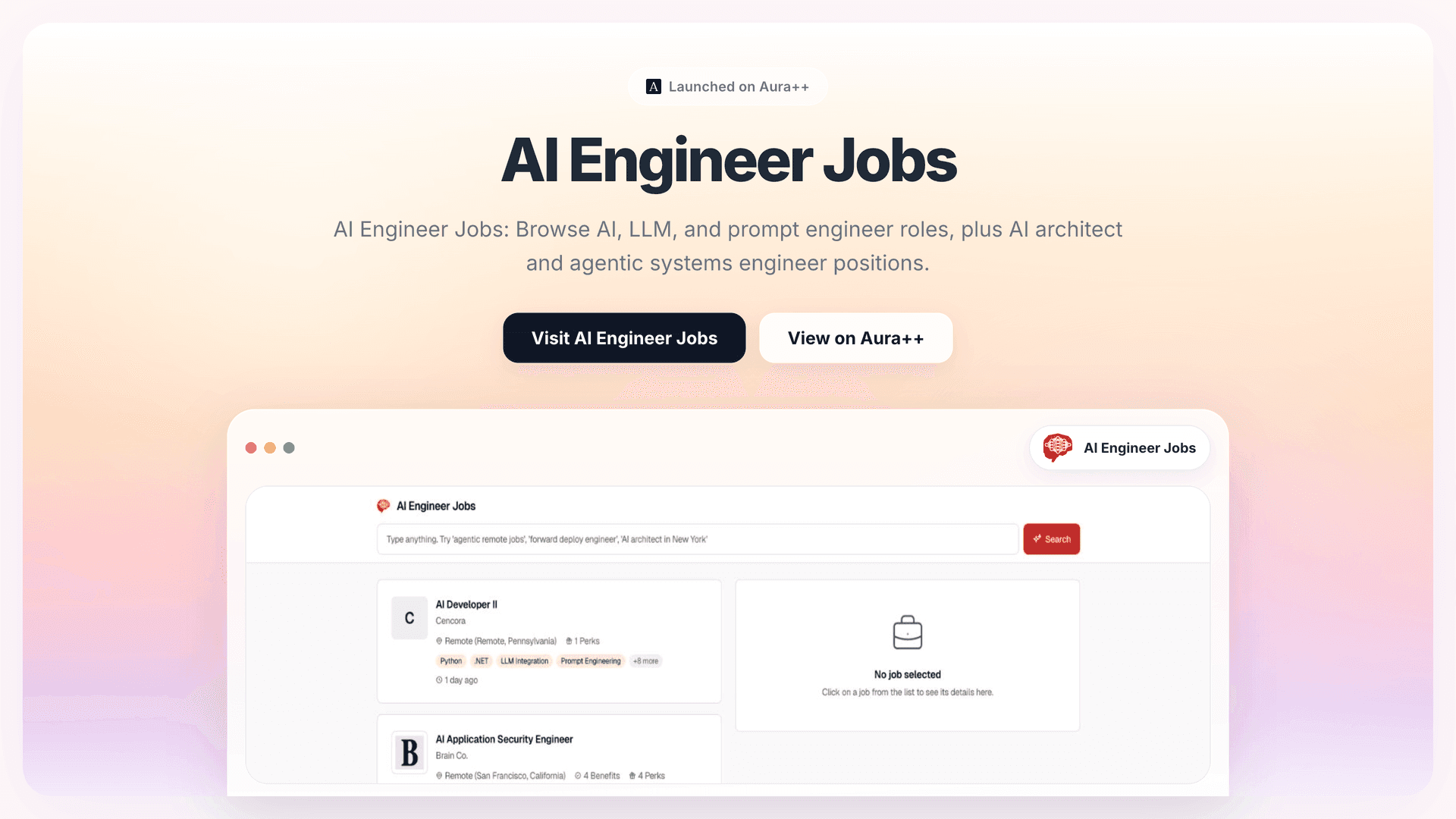 AI Engineer Jobs launch story featured image on Aura++