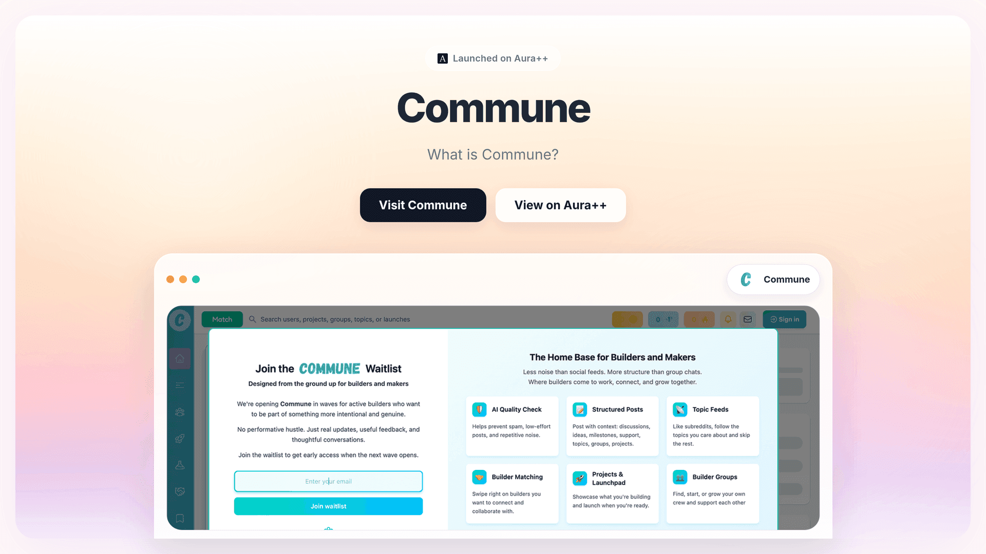 Commune launch story featured image on Aura++