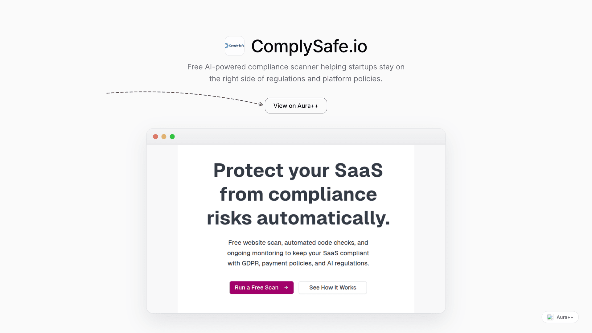 ComplySafe.io launch story featured image on Aura++