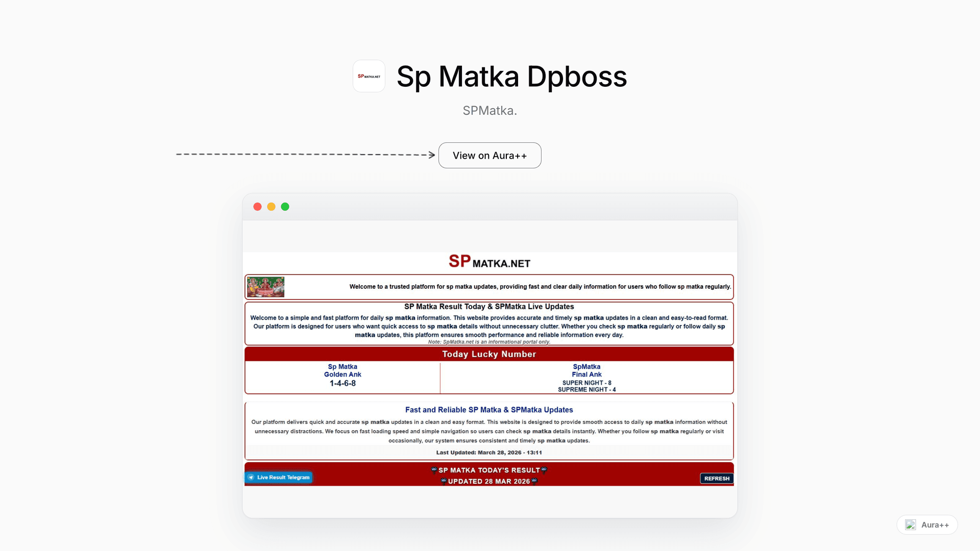 Sp Matka Dpboss launch story featured image on Aura++