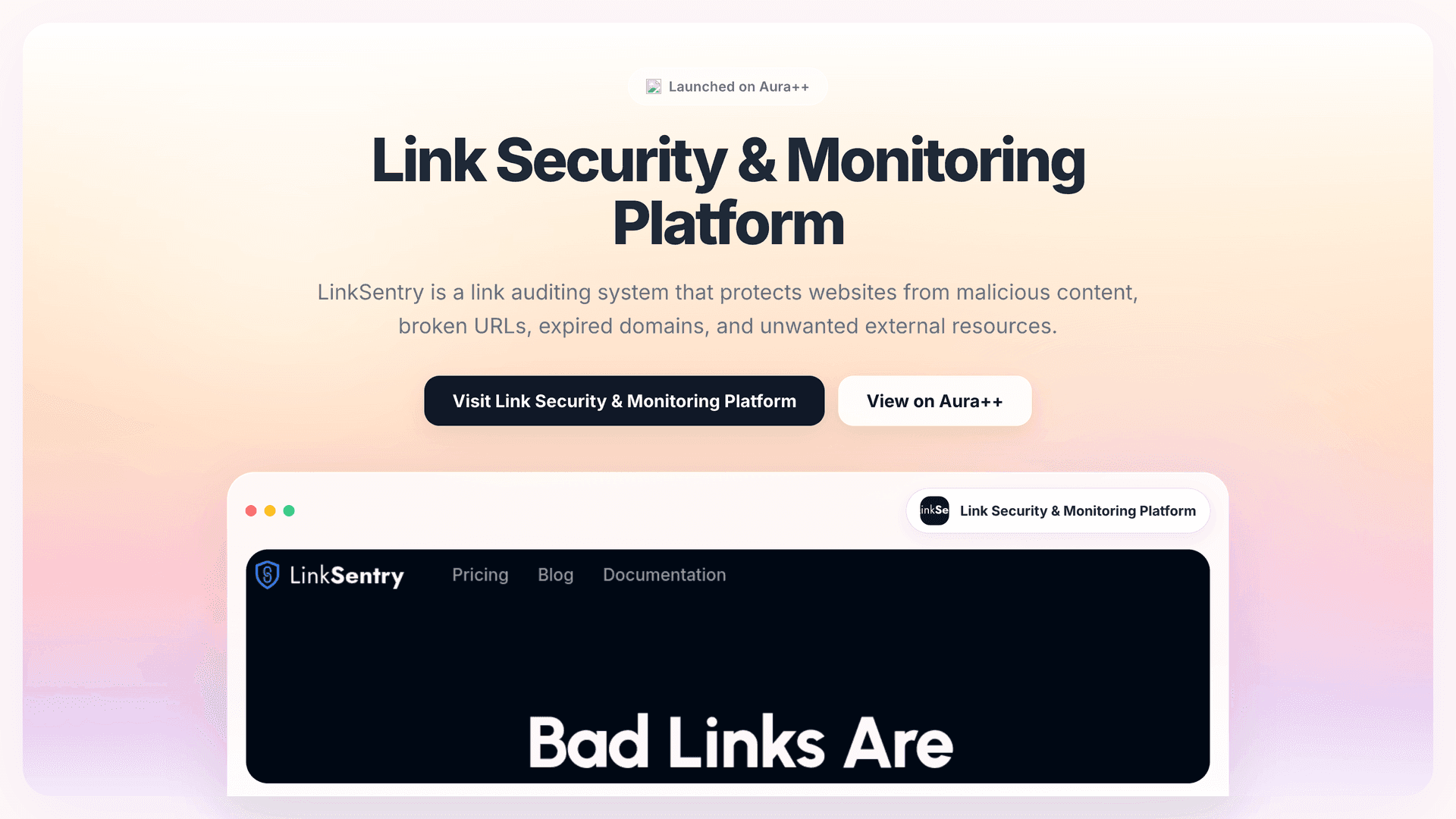 Link Security & Monitoring Platform launch story featured image on Aura++
