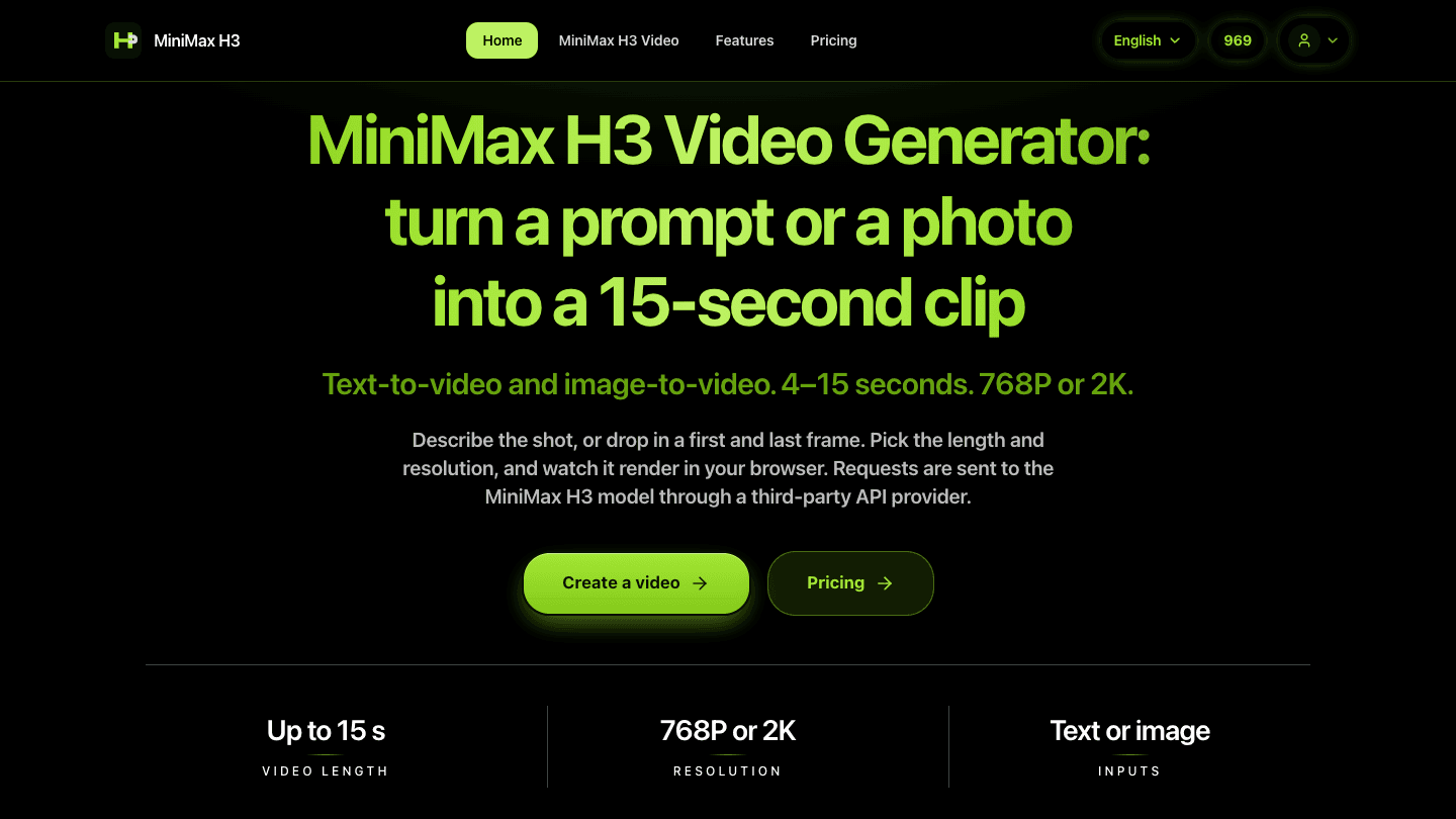 MiniMax H3 Video Generator product preview for startup listing on Aura++