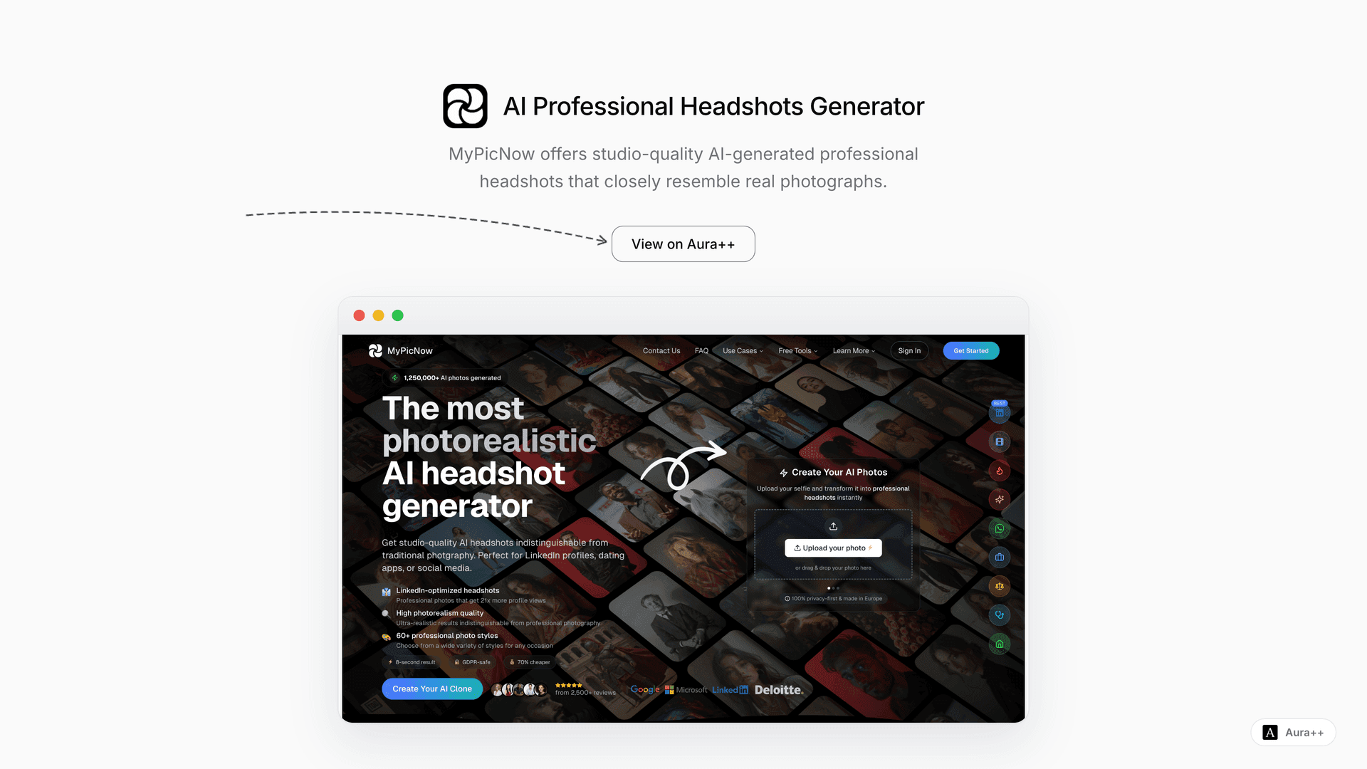 AI Professional Headshots Generator launch featured image on Aura++