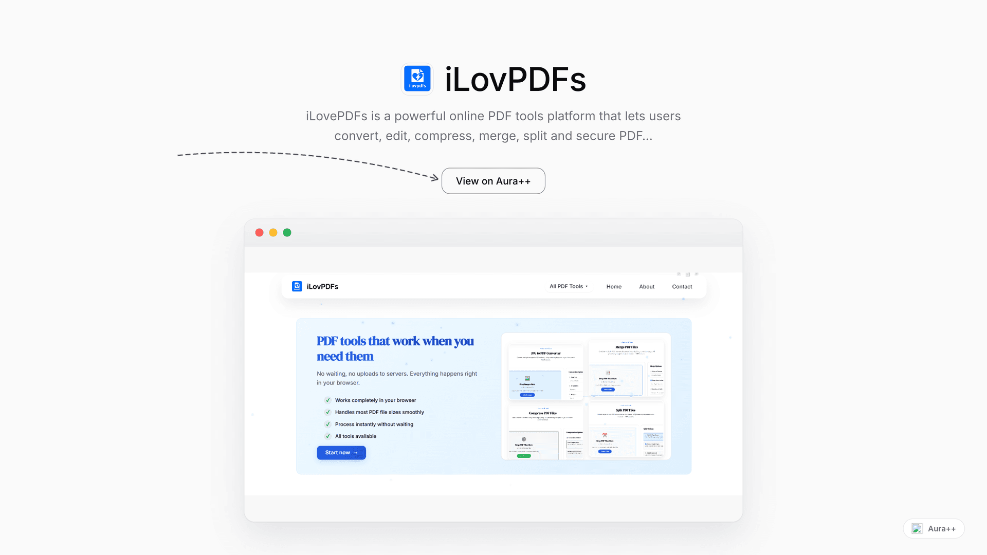 iLovPDFs launch story featured image on Aura++