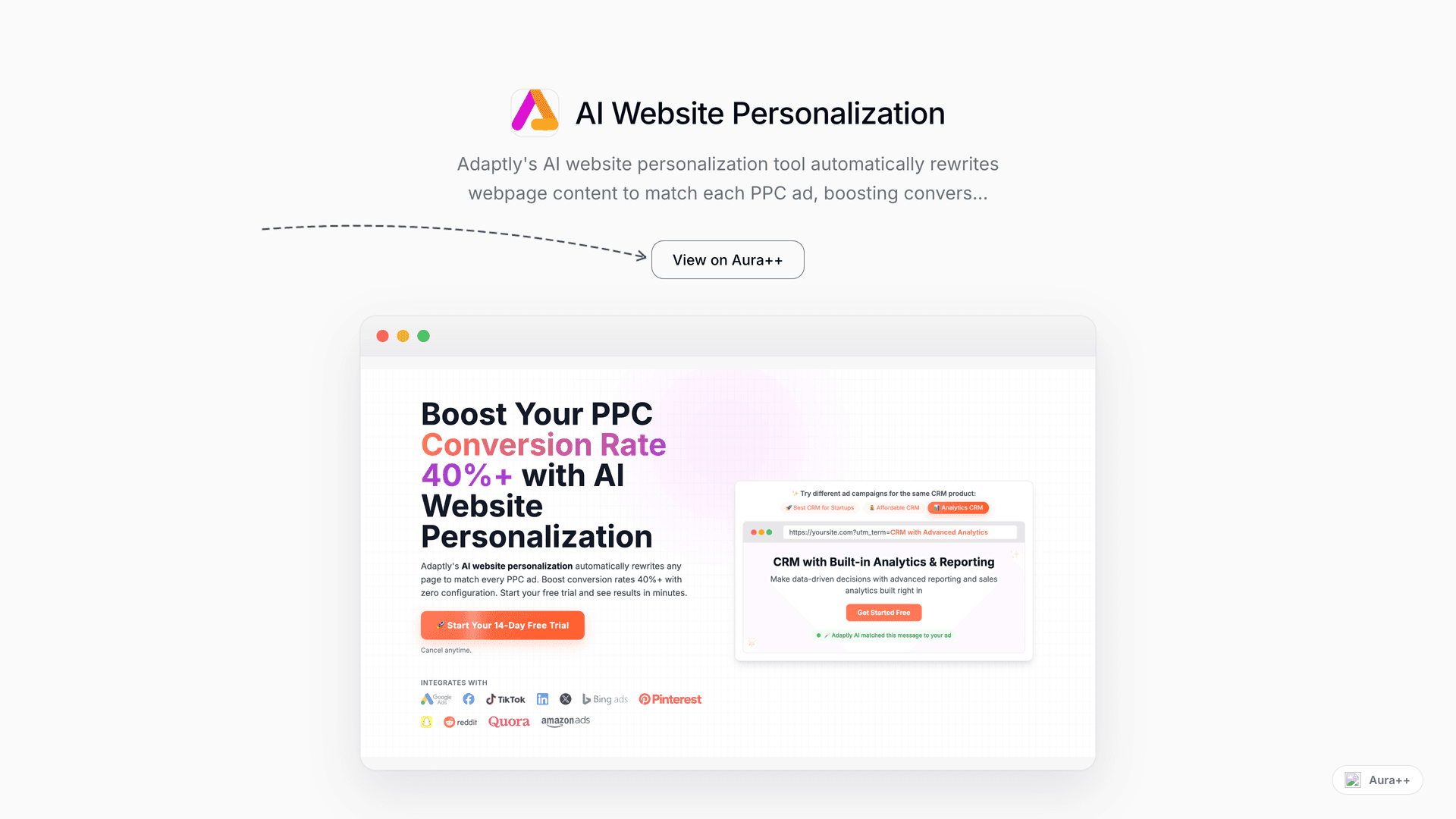 AI Website Personalization launch story featured image on Aura++