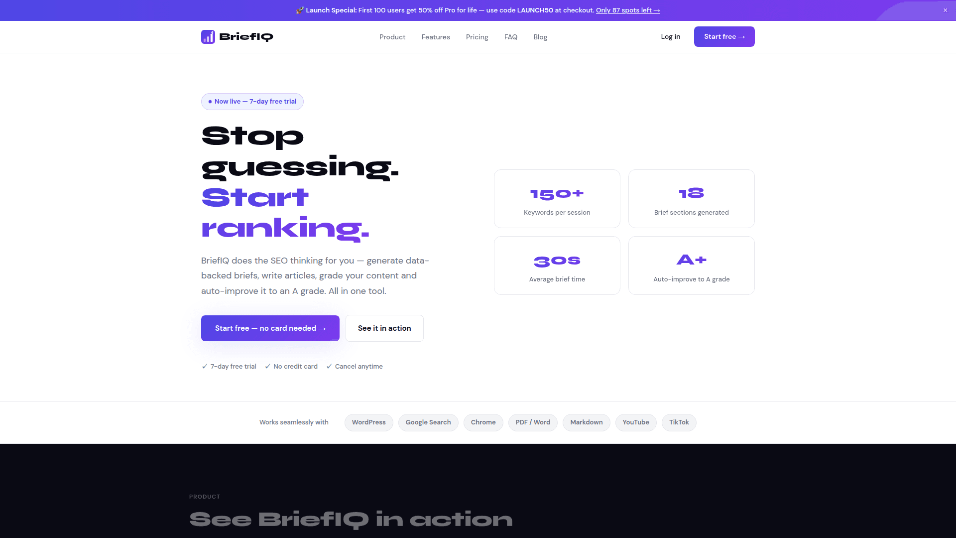 BriefIQ: AI-Powered SEO Content Platform - Product Image