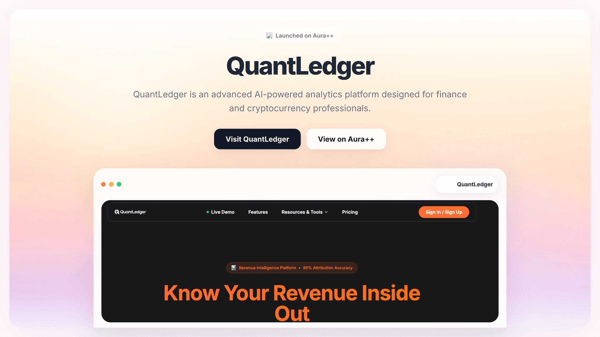 QuantLedger launch story featured image on Aura++