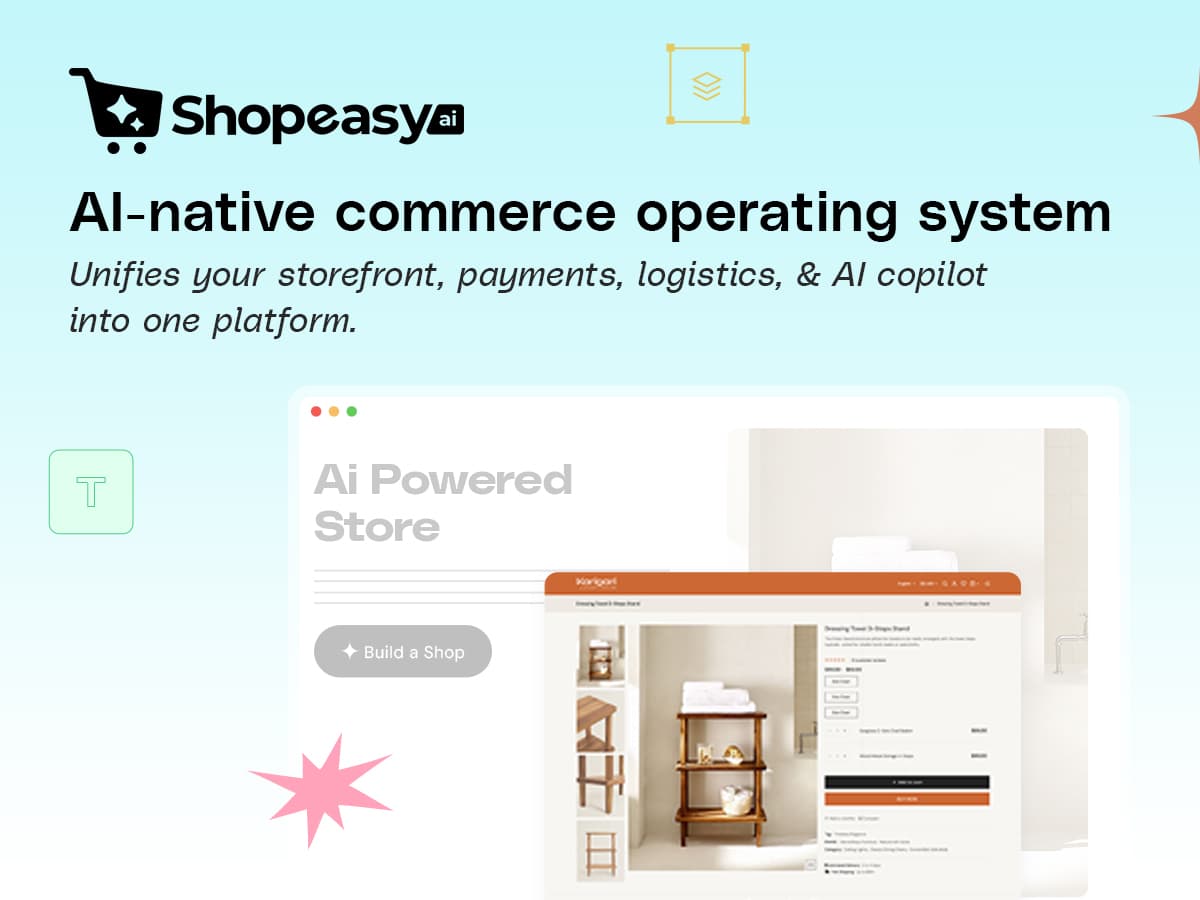 Shopeasy AI-native Commerce OS product preview for startup listing on Aura++