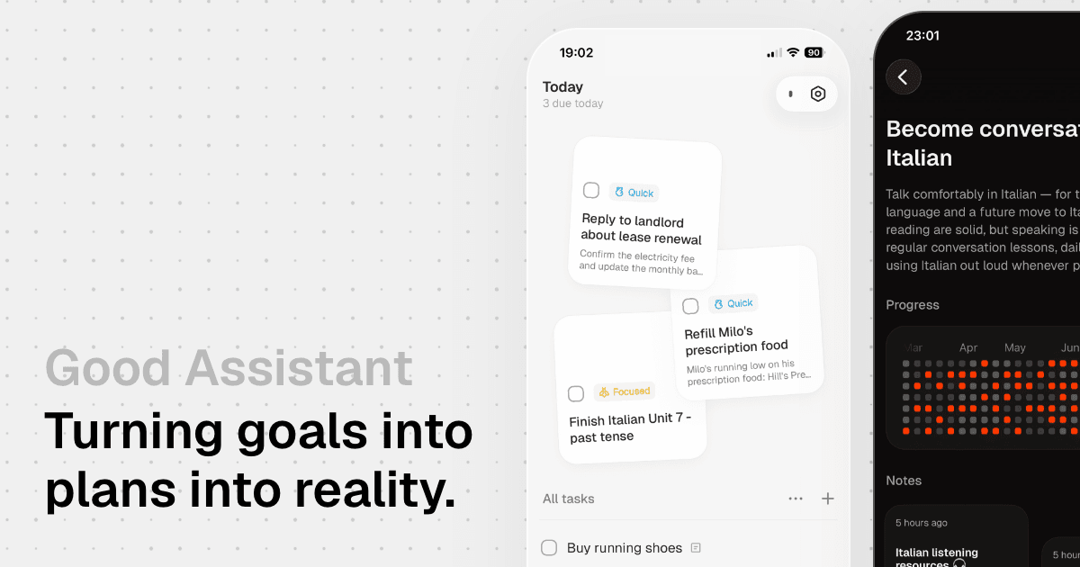 Good Assistant product preview for startup listing on Aura++