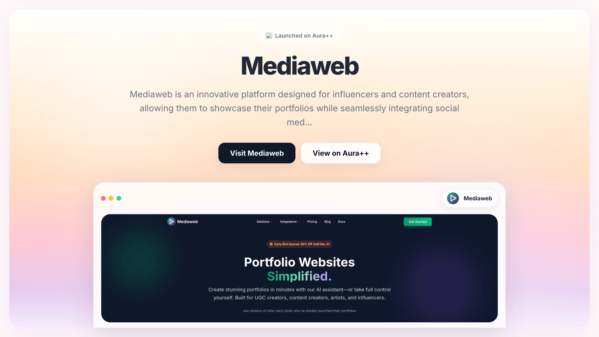 Mediaweb launch story featured image on Aura++