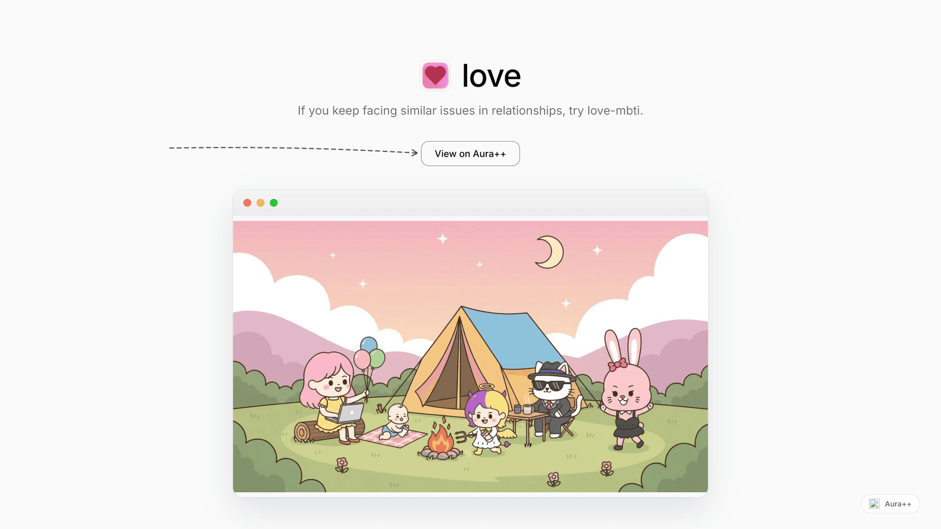 love-mbti launch story featured image on Aura++